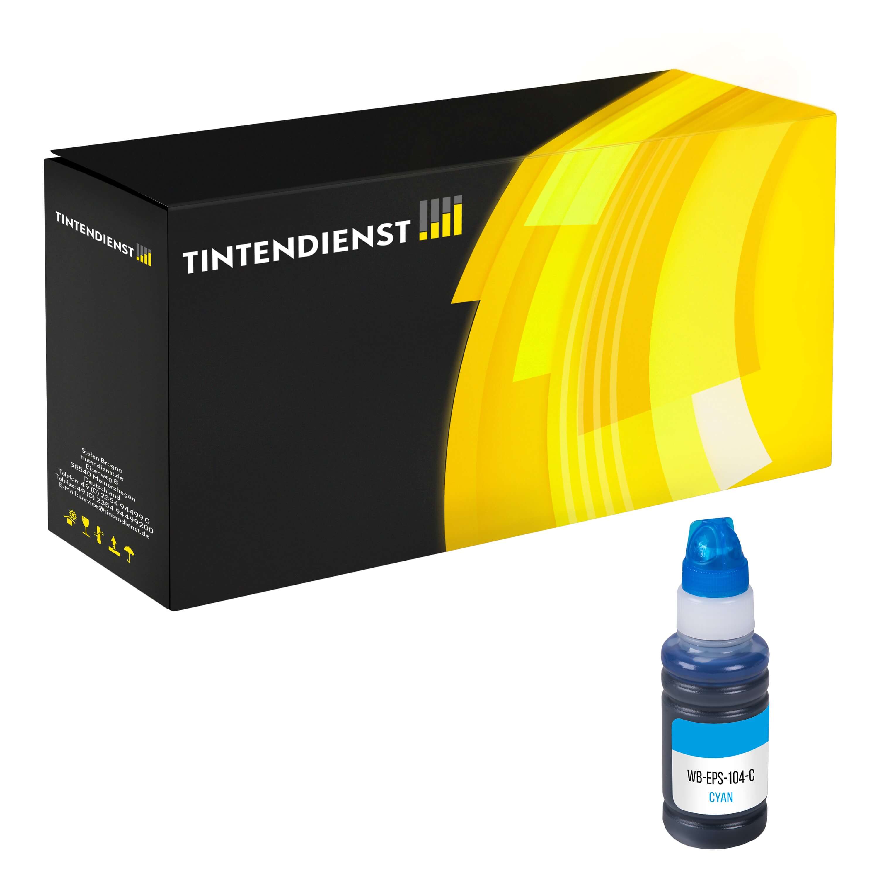 Tintentank kompatibel für Epson C13T00P240 / 104 Cyan