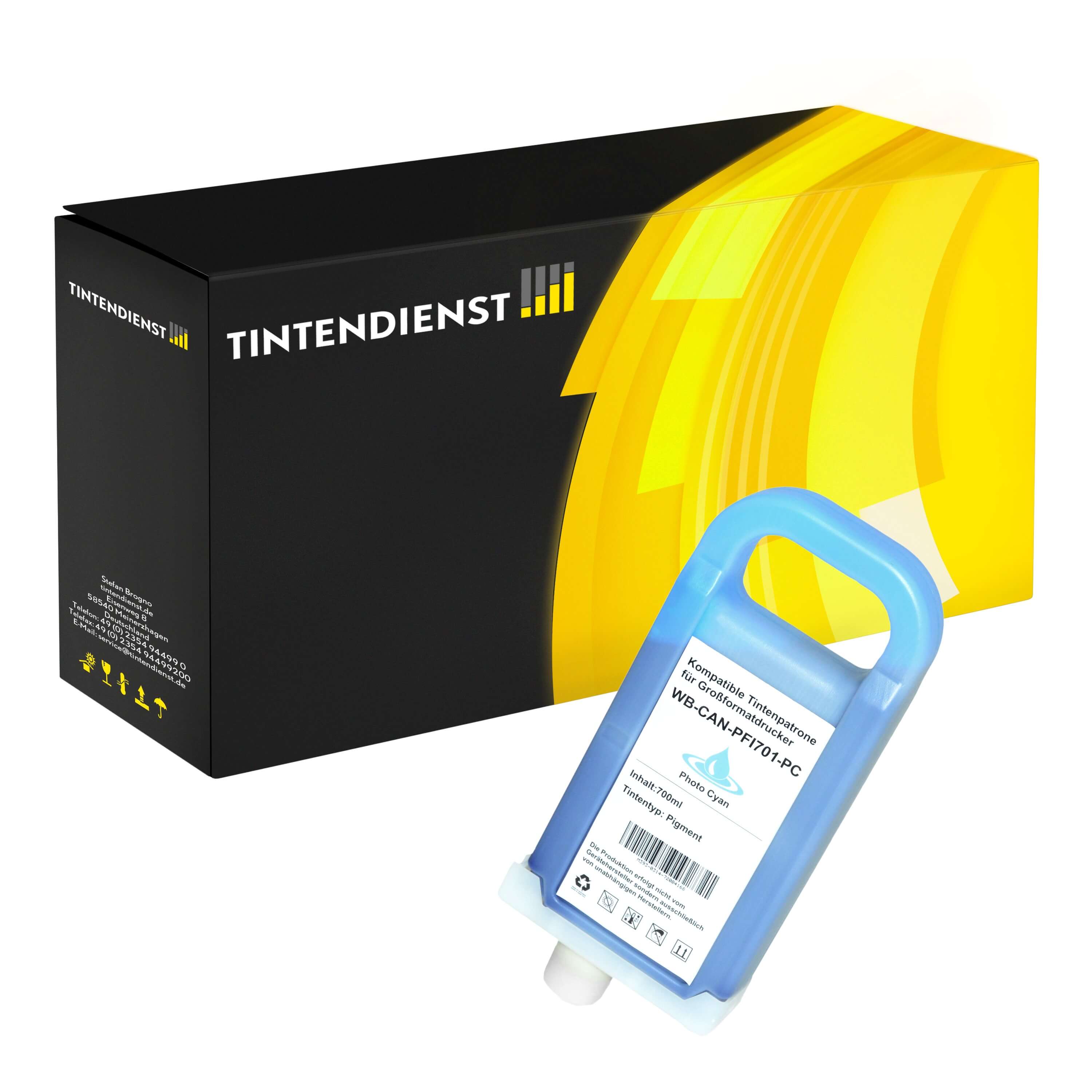Druckerpatrone kompatibel für Canon imagePROGRAF IPF 9000 S (0904B001 / PFI-701PC) Photo Cyan