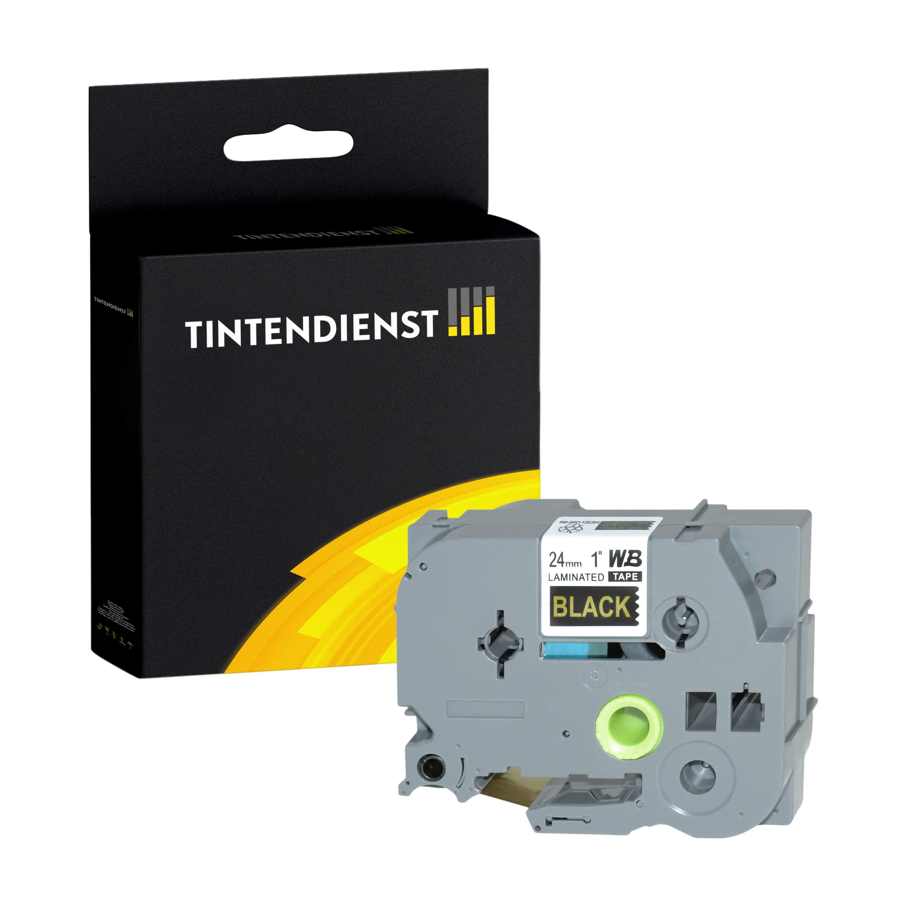 Schriftband kompatibel für Brother P-Touch D 800 W (TZE-354) 24mm/8m Gold auf Schwarz