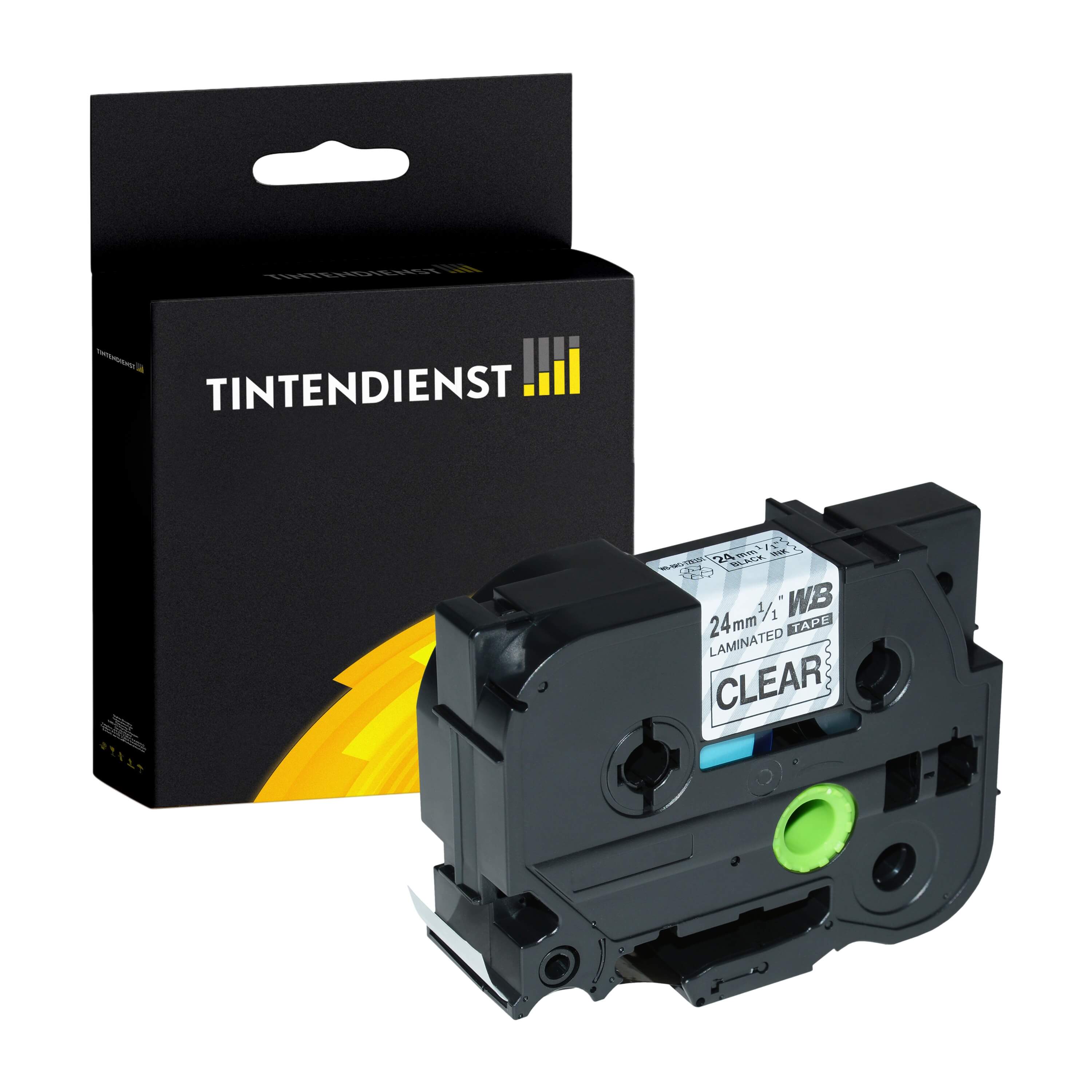 Schriftband kompatibel für Brother P-Touch 2400 E (TZE-151) 24mm/8m Schwarz auf Transparent
