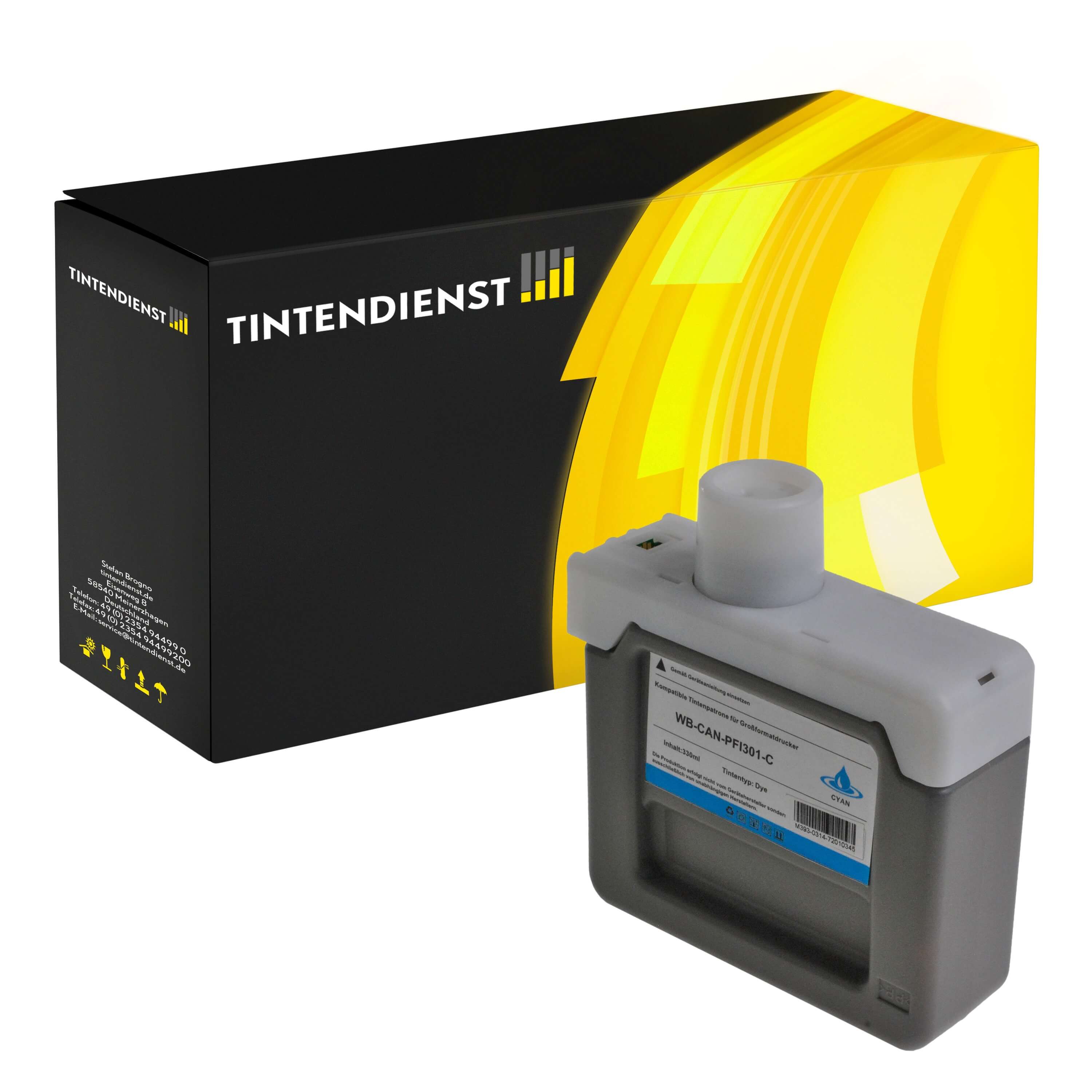 Druckerpatrone kompatibel für Canon imagePROGRAF IPF 9000 S (1487B001 / PFI-301C) Cyan