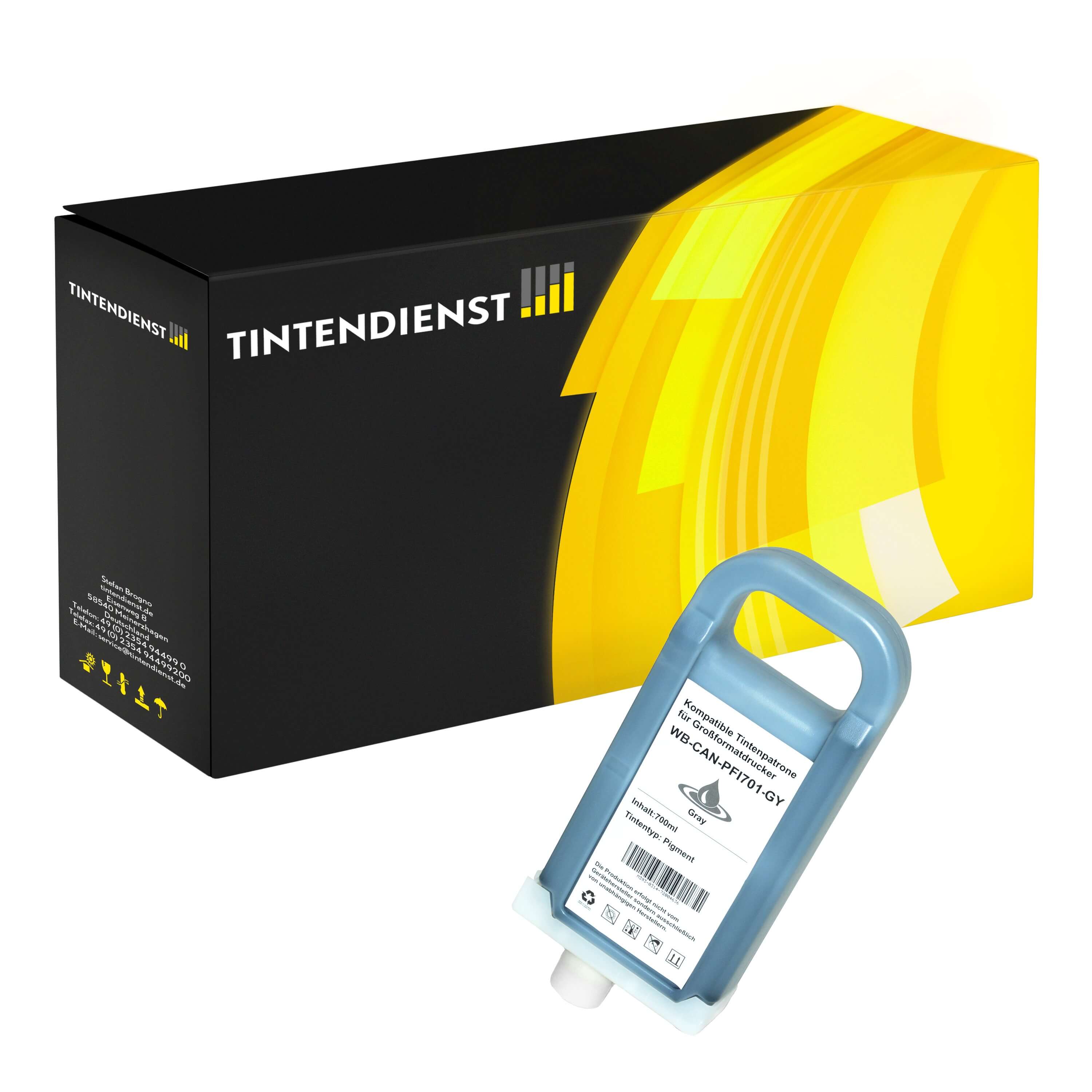 Druckerpatrone kompatibel für Canon imagePROGRAF IPF 9000 S (0909B001 / PFI-701GY) Grau