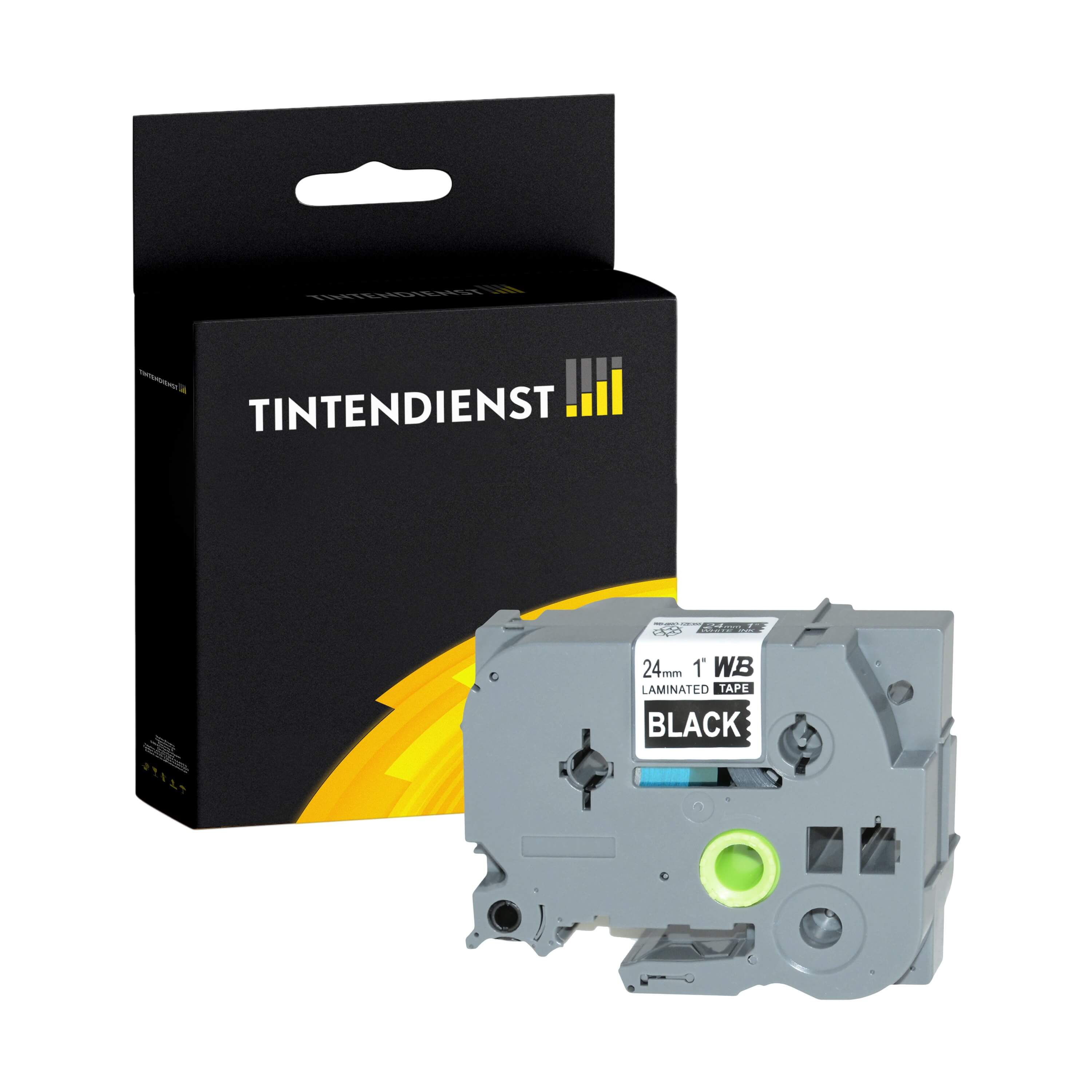 Schriftband kompatibel für Brother P-Touch D 610 BTVP (TZE-355) 24mm/8m Weiss auf Schwarz