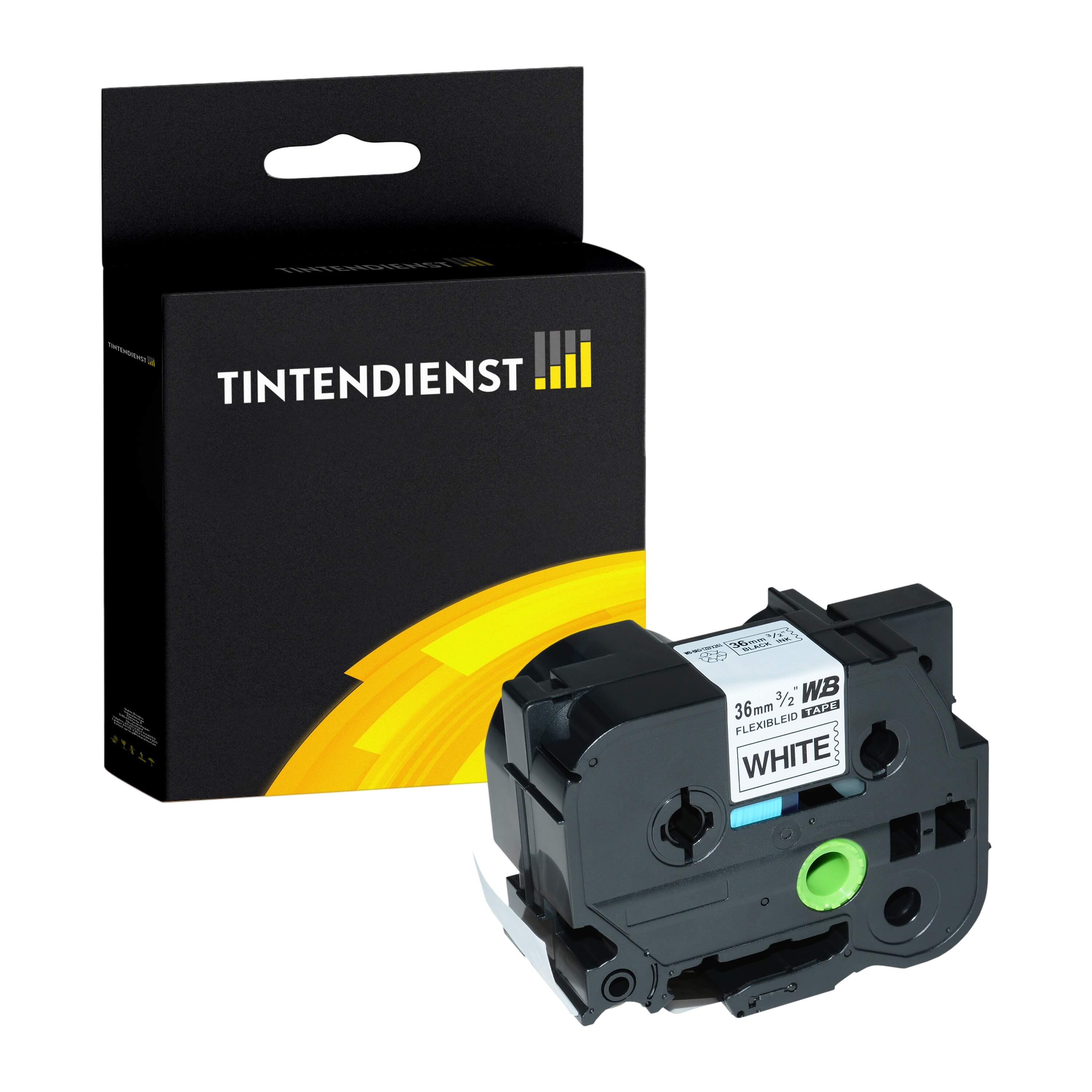 Schriftband kompatibel für Brother P-Touch 9800 PCN (TZE-FX261) 36mm/8m Schwarz auf Weiss