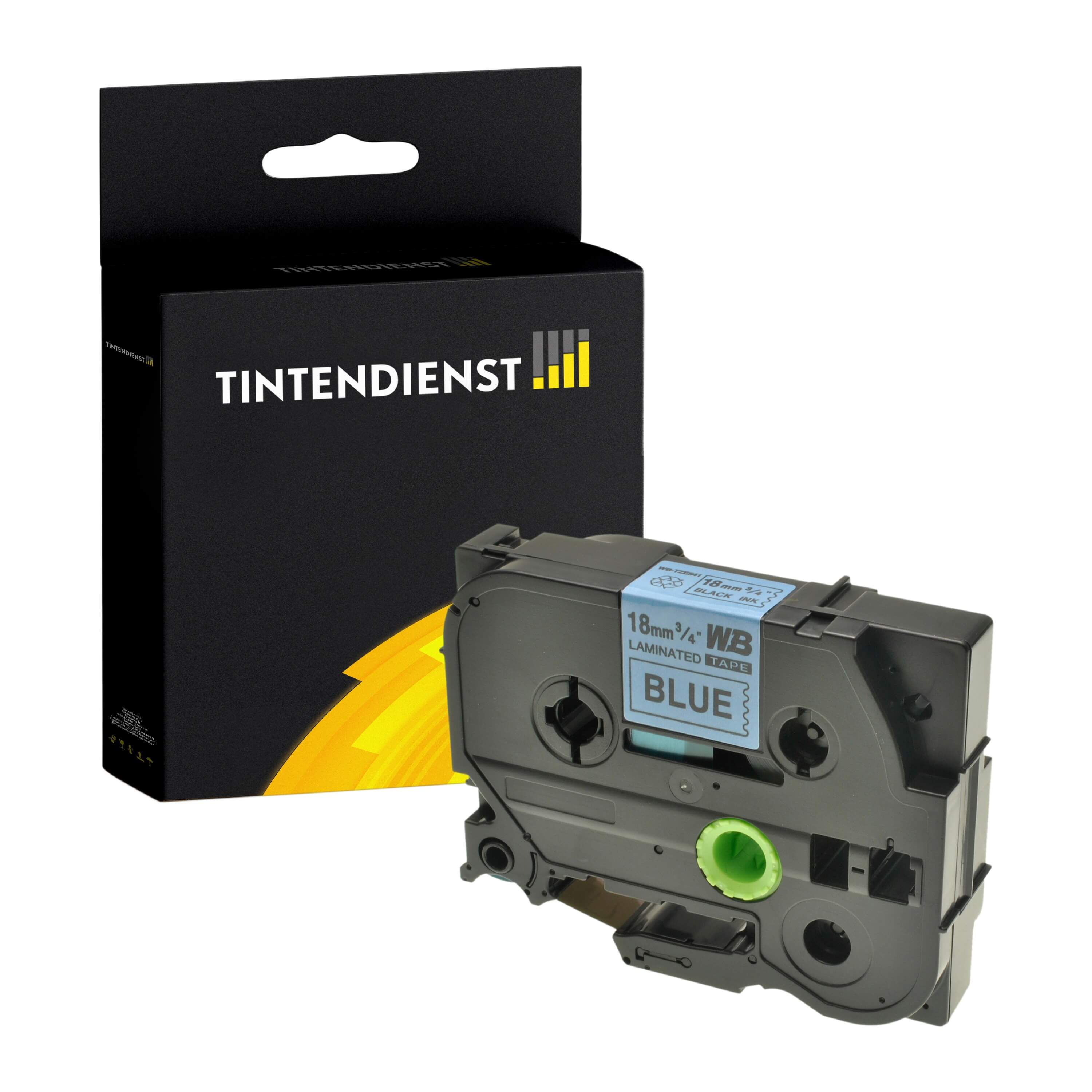 Schriftband kompatibel für Brother P-Touch 2430 PC (TZE-541) 18mm/8m Schwarz auf Blau