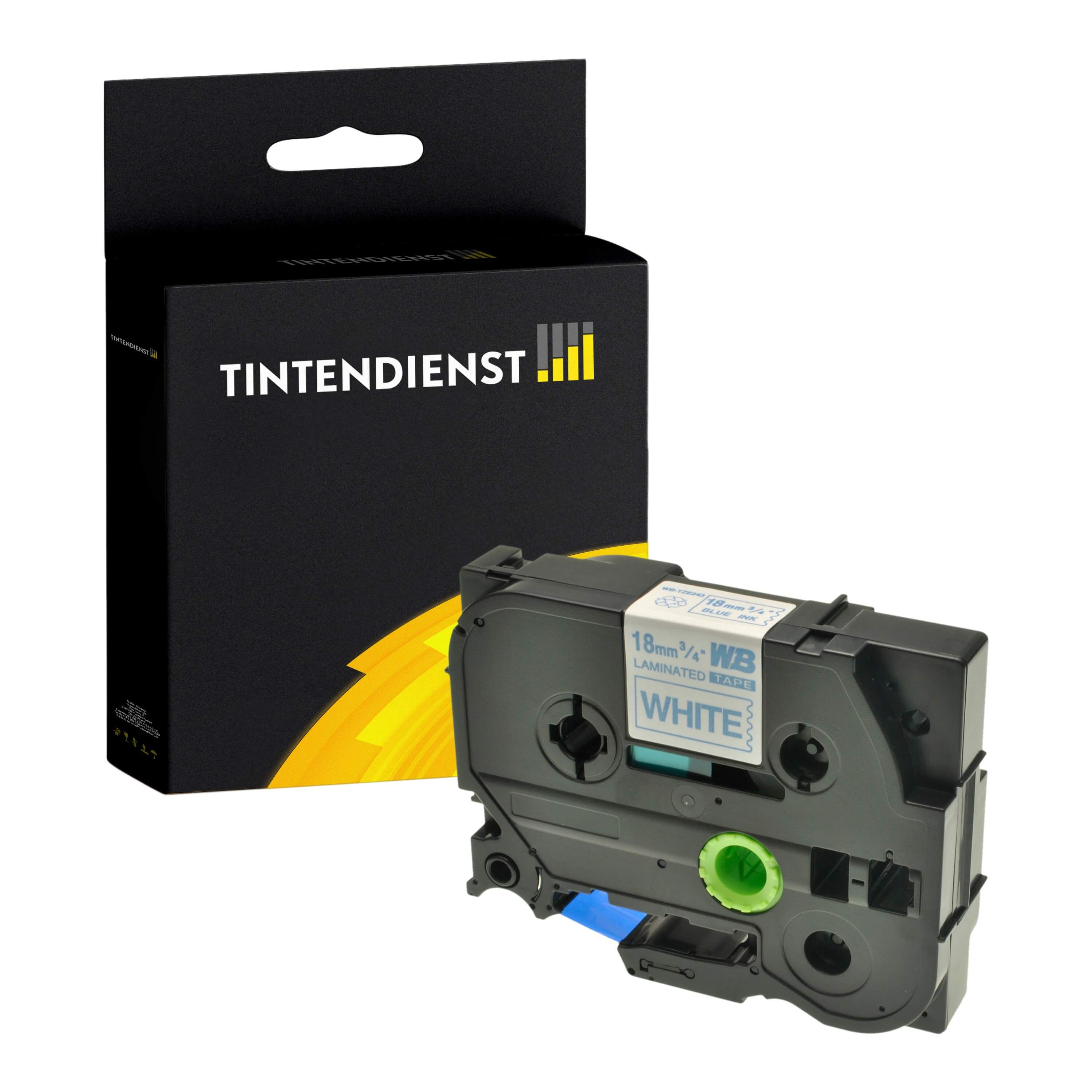 Schriftband kompatibel für Brother P-Touch 350 (TZE-243) 18mm/8m Blau auf Weiss