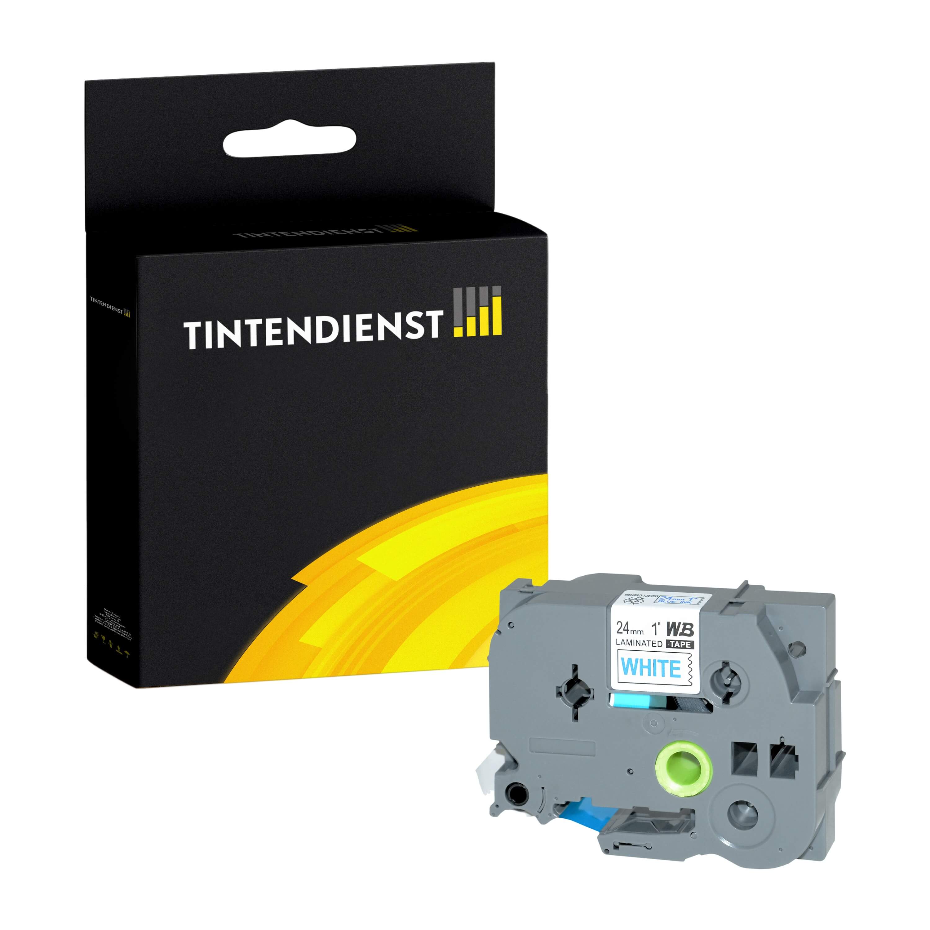 Schriftband kompatibel für Brother P-Touch D 800 W (TZE-253) 24mm/8m Blau auf Weiss