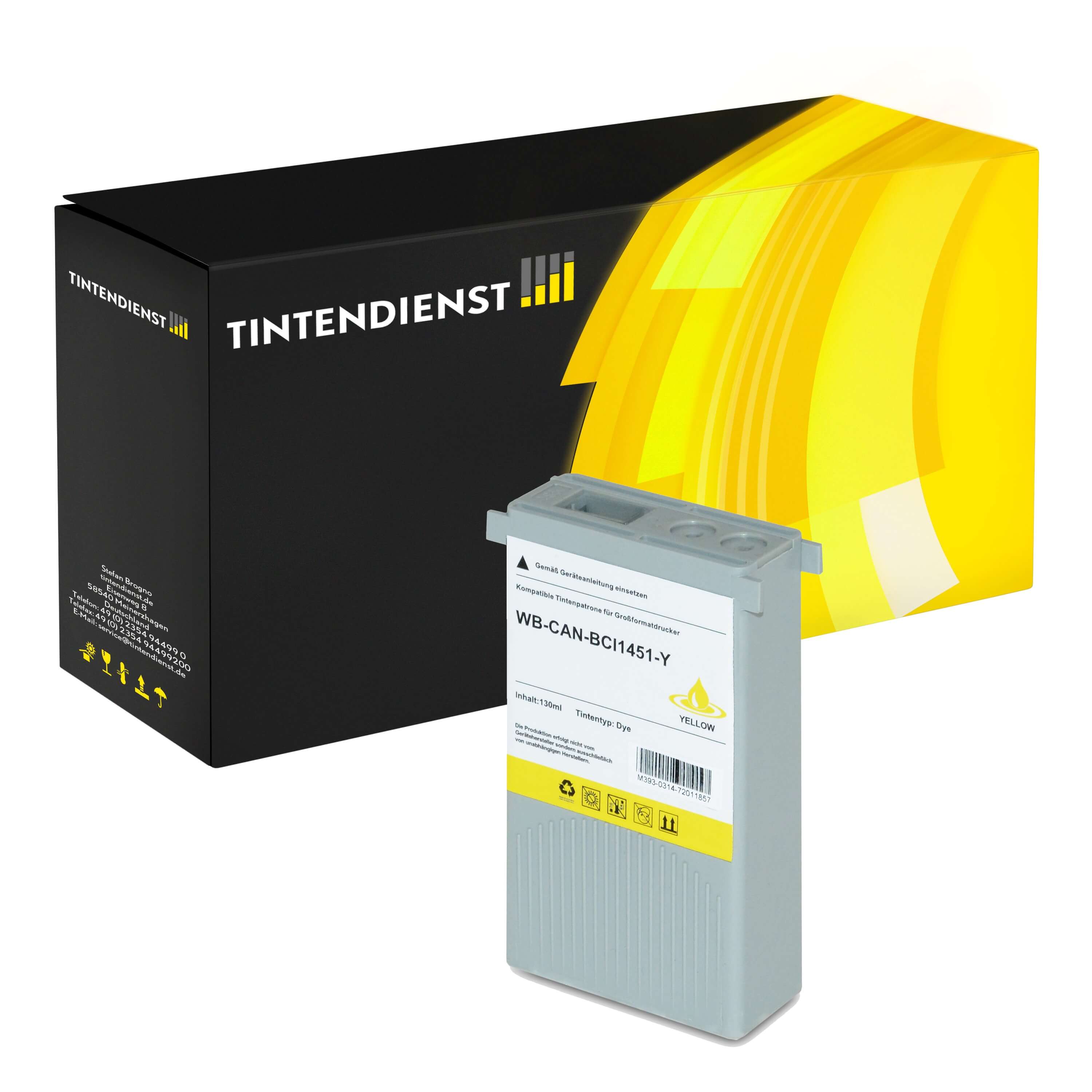 Druckerpatrone kompatibel für Canon W 6400 Series (0173B001 / BCI-1451Y) Gelb