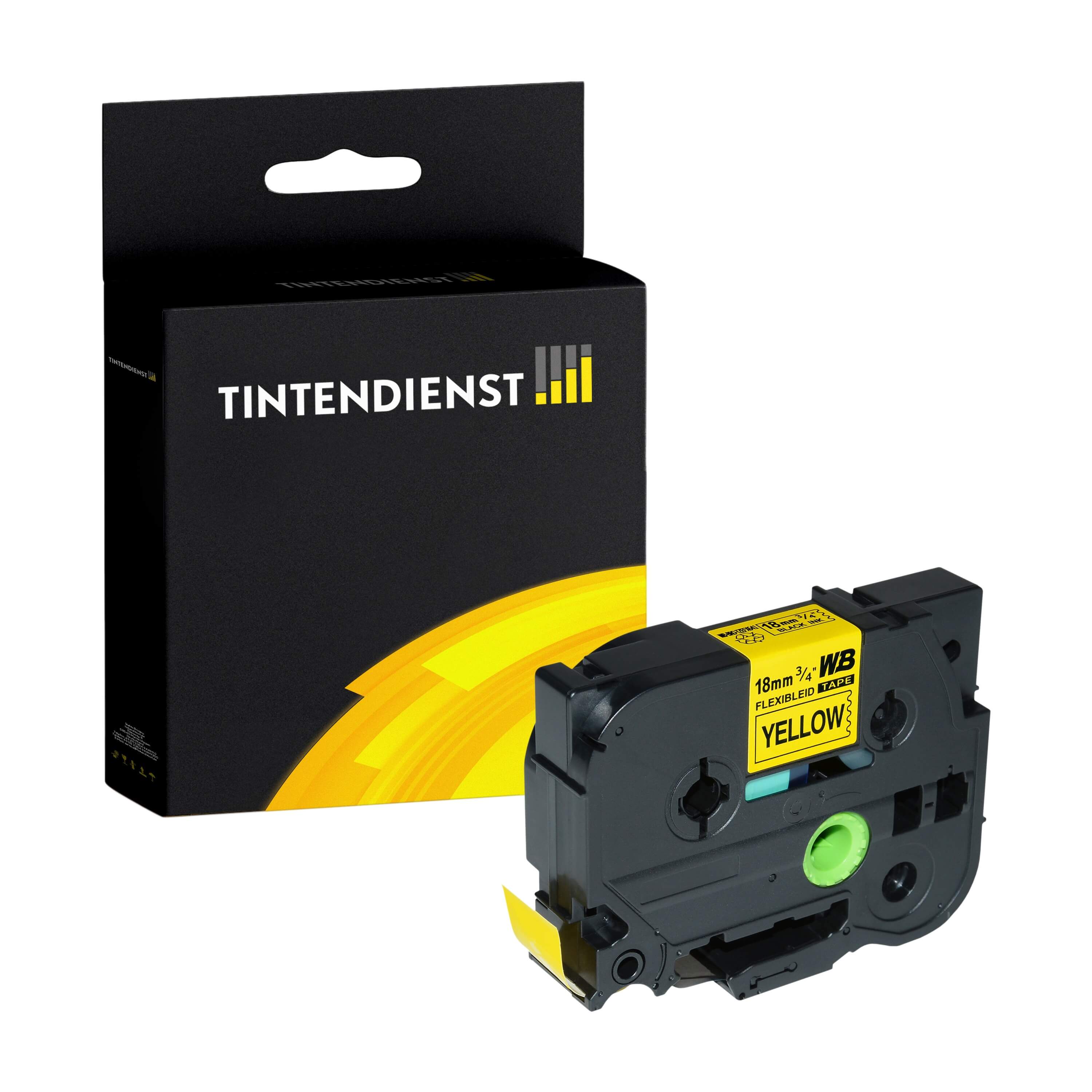 Schriftband kompatibel für Brother P-Touch 310 (TZE-FX641) 18mm/8m Schwarz auf Gelb