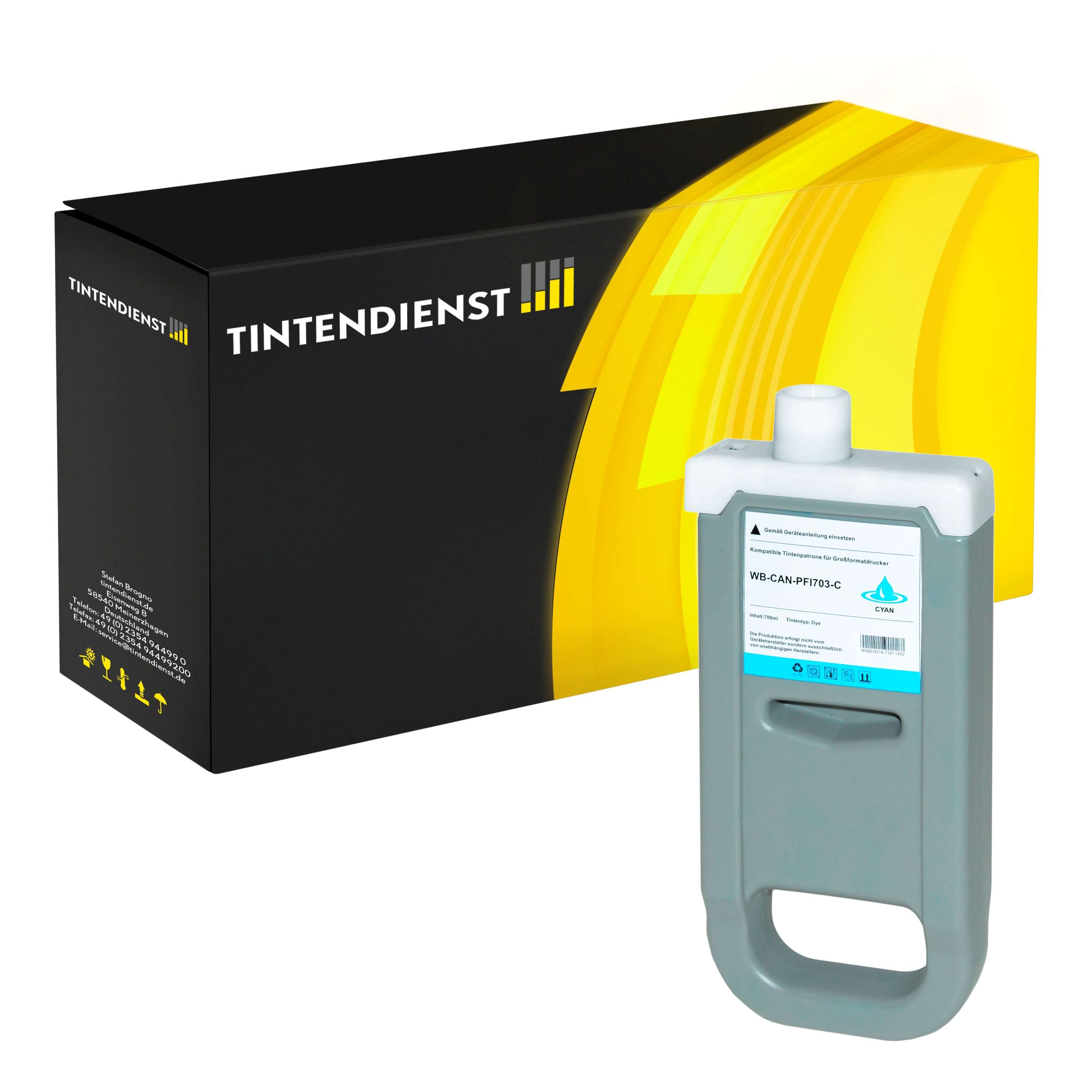 Druckerpatrone kompatibel für Canon imagePROGRAF IPF 820 Series (2964B001 / PFI-703C) Cyan