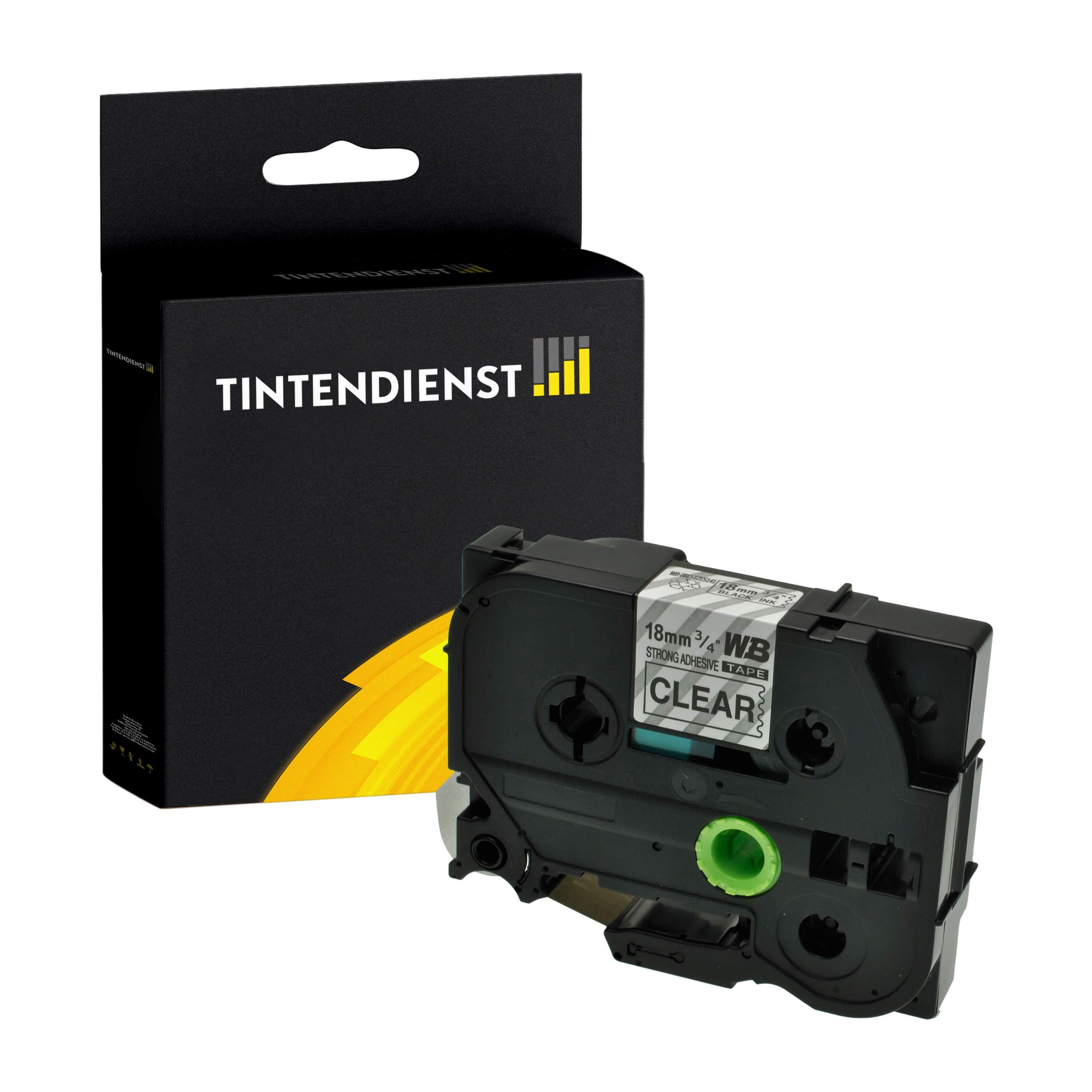 Schriftband kompatibel für Brother P-Touch D 460 Series (TZE-S141) 18mm/8m Schwarz auf Transparent