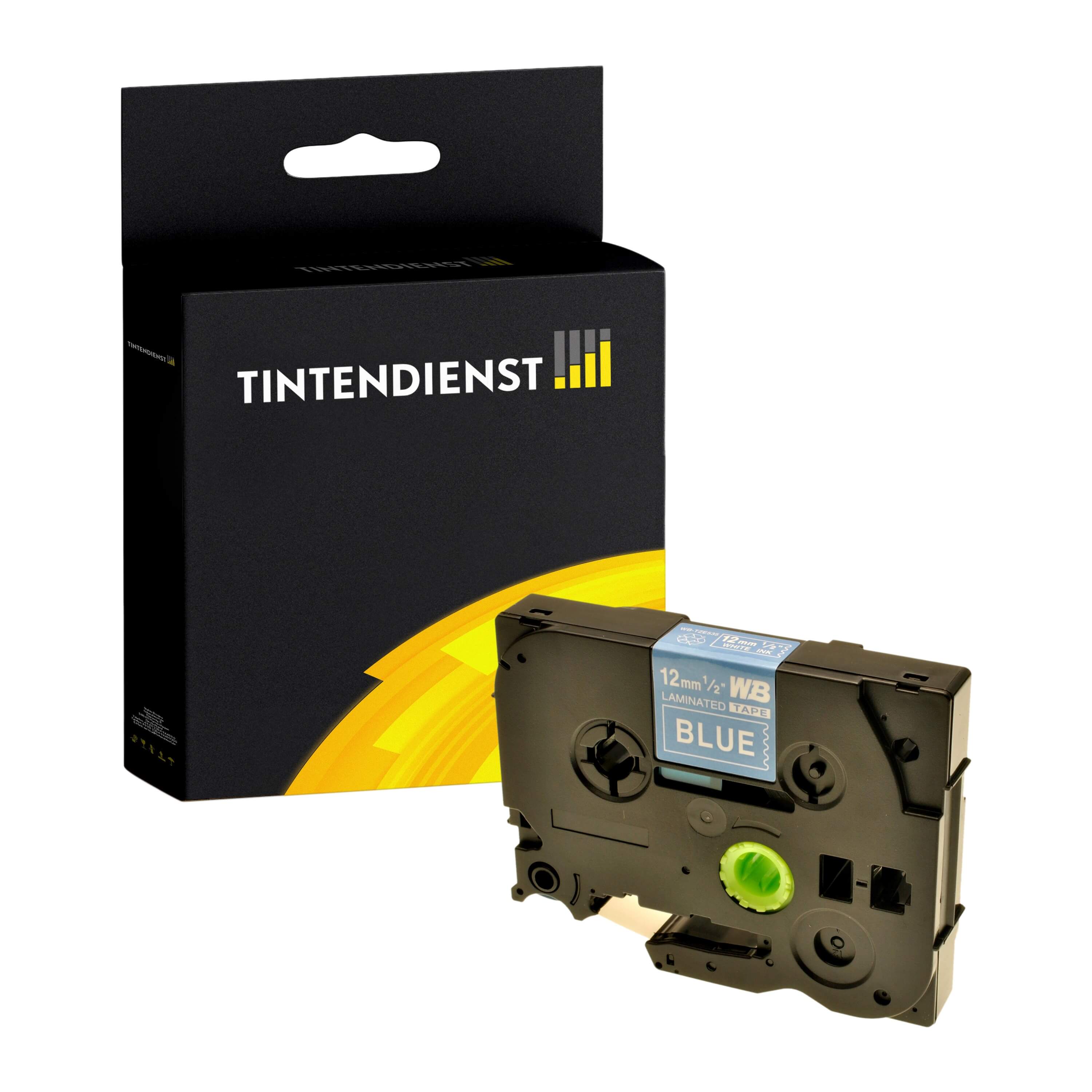 Schriftband kompatibel für Brother P-Touch D 210 Series (TZE-535) 12mm/8m Weiss auf Blau