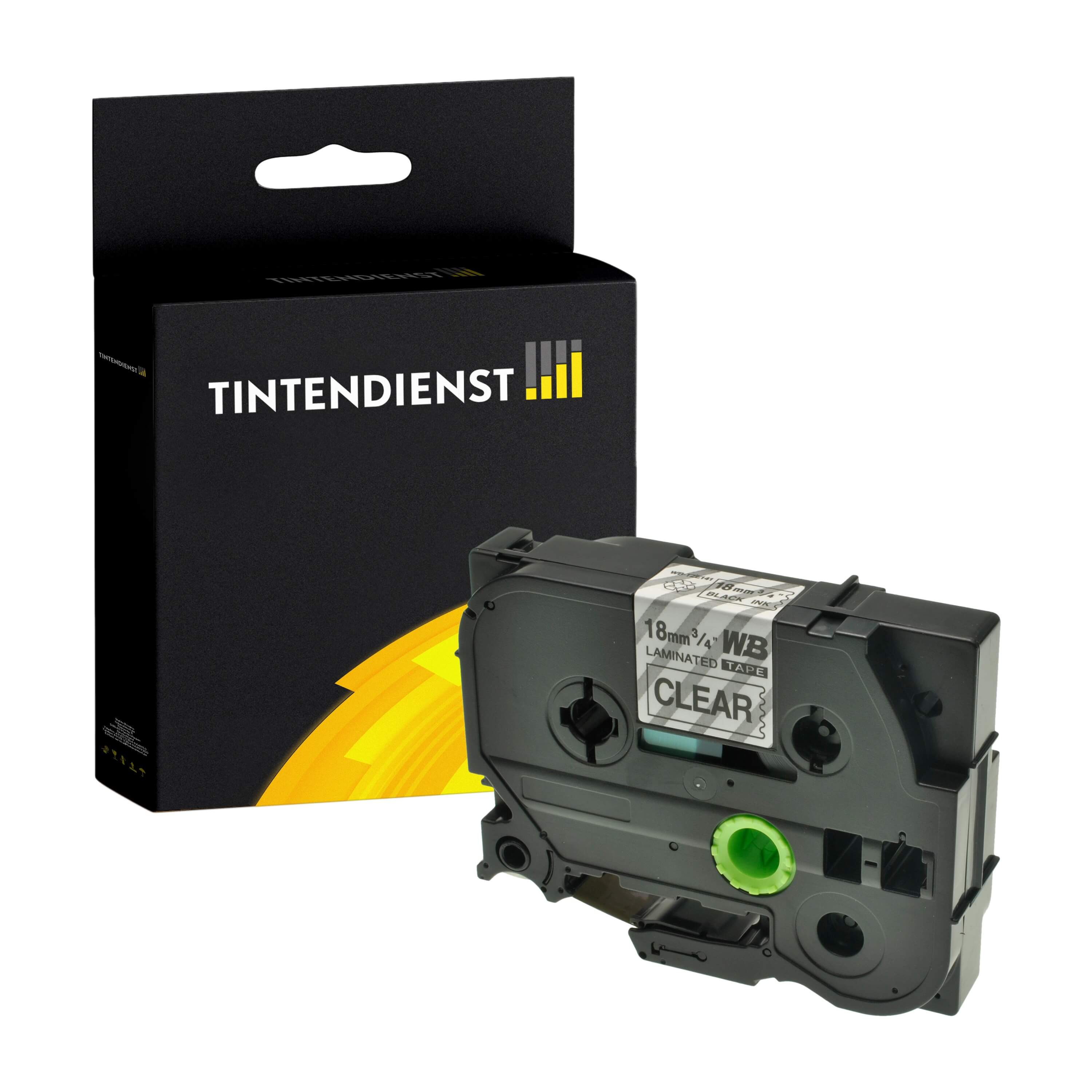 Schriftband kompatibel für Brother P-Touch 1000 BTS (TZE-141) 18mm/8m Schwarz auf Transparent