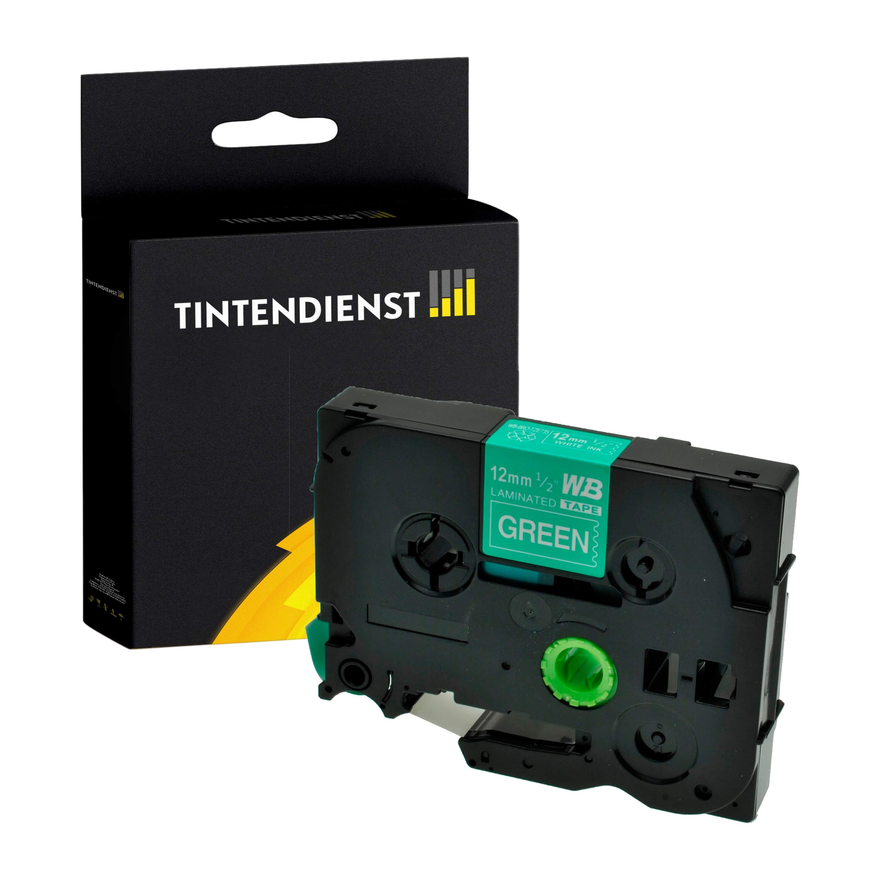 Schriftband kompatibel für Brother P-Touch 1010 (TZE-735) 12mm/8m Weiss auf Grün