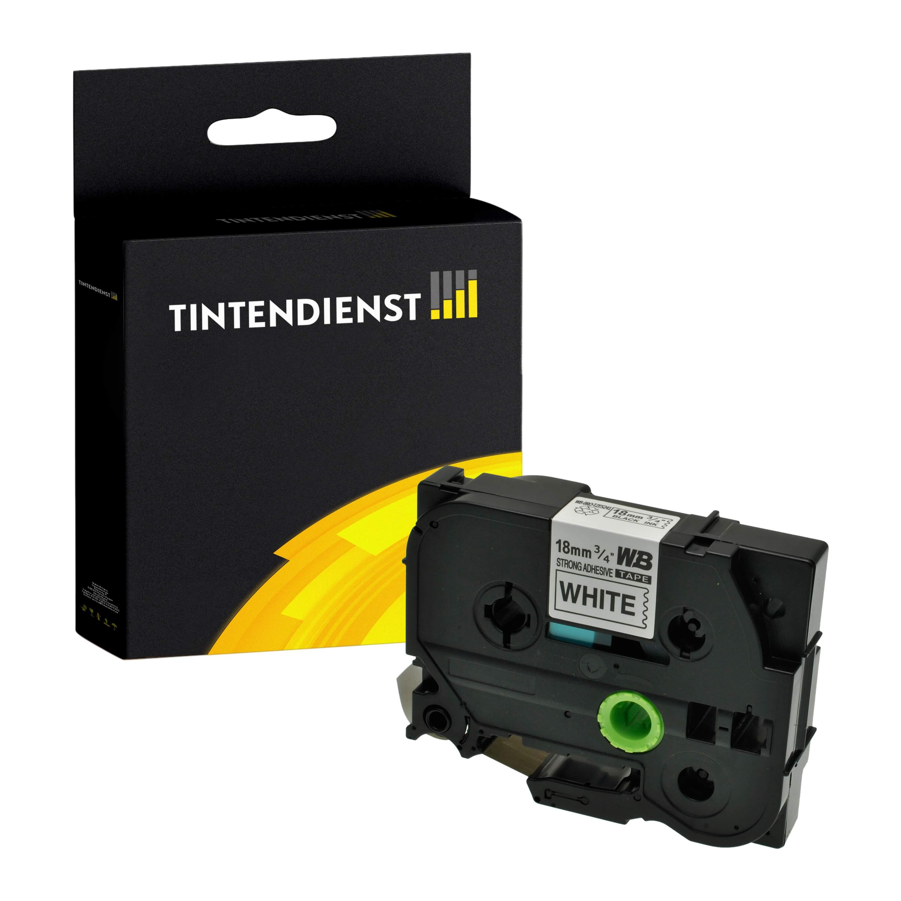 Schriftband kompatibel für Brother P-Touch 2400 E (TZE-S241) 18mm/8m Schwarz auf Weiss