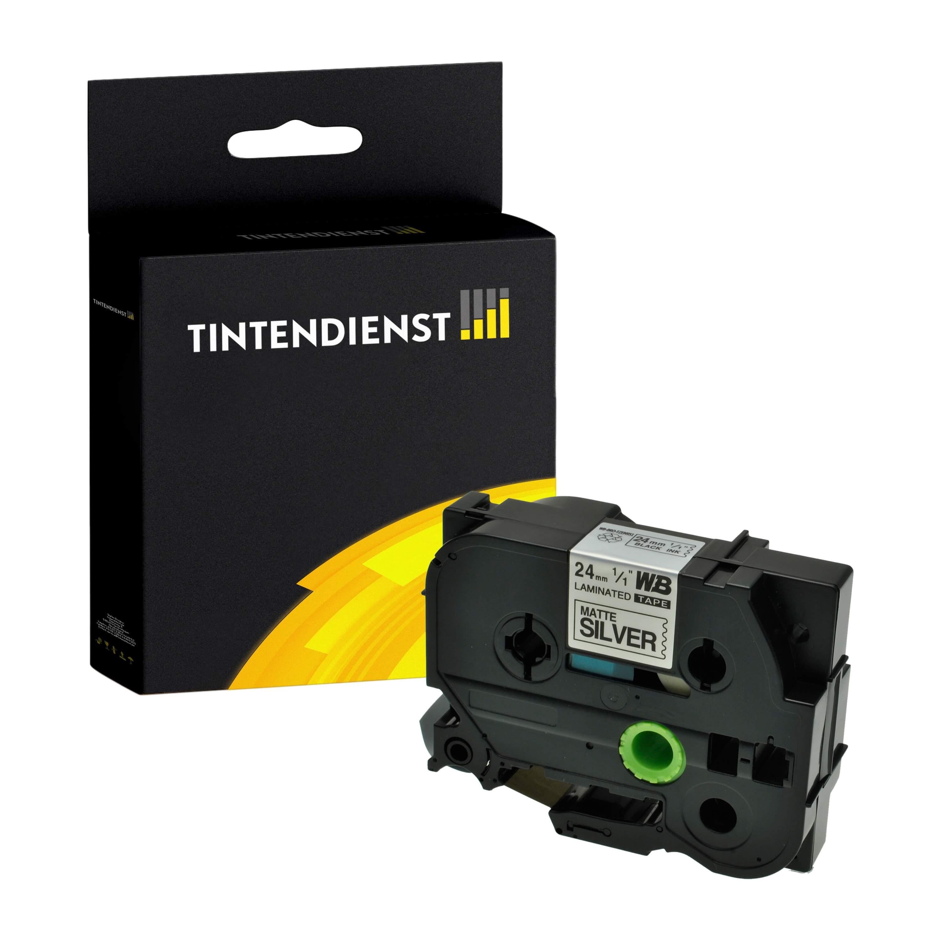 Schriftband kompatibel für Brother P-Touch D 600 VP (TZE-M951) 24mm/8m Schwarz auf Matt Silber