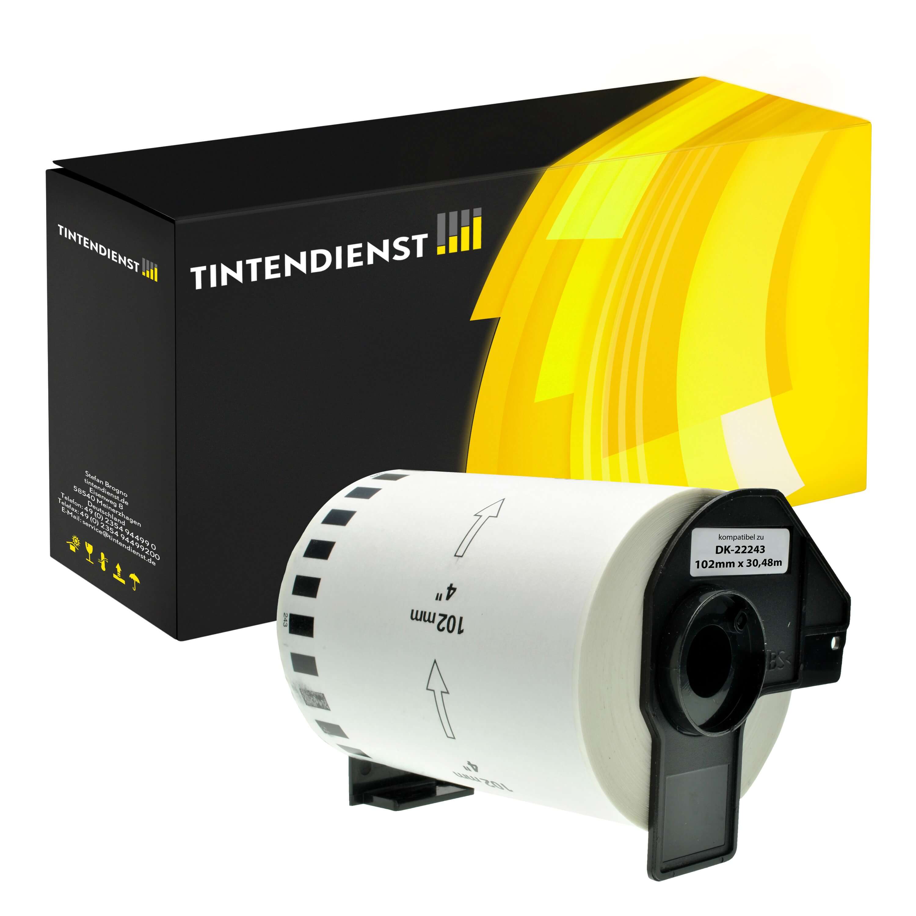 Endlosetikett kompatibel für Brother DK-22243 Weiss 30.48m/102mm (1 Stück)