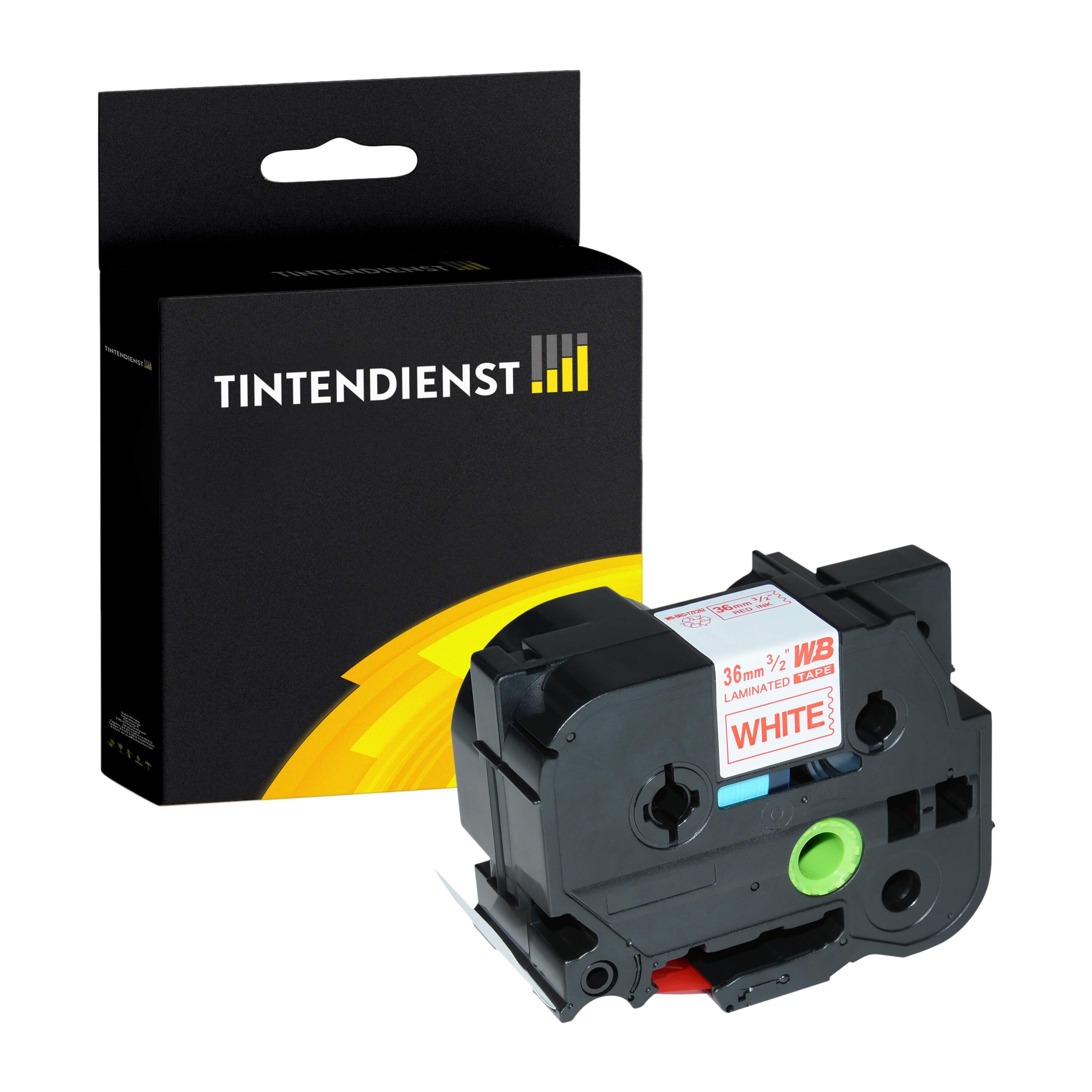 Schriftband kompatibel für Brother P-Touch PT-P 900 Wc (TZE-262) 36mm/8m Rot auf Weiss