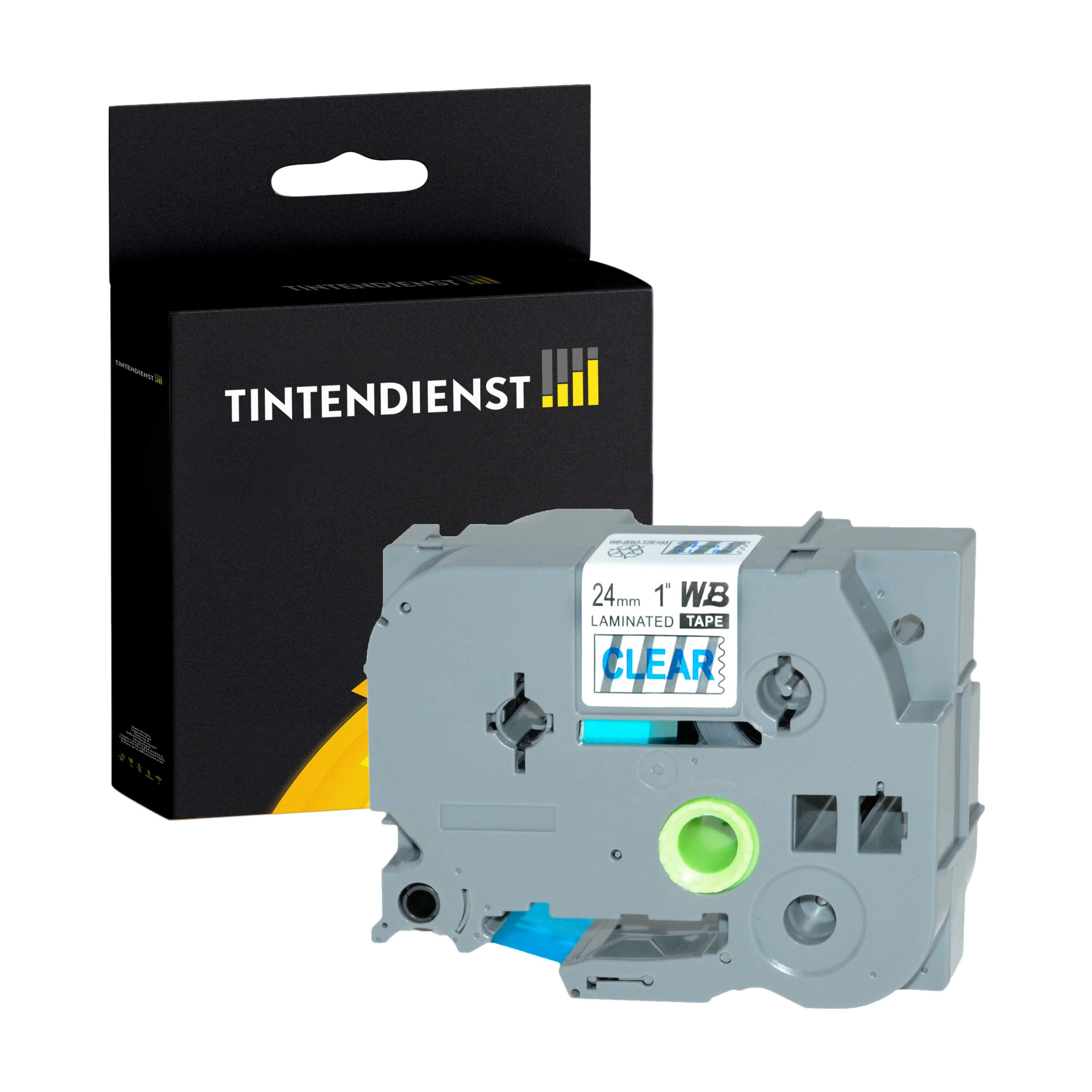 Schriftband kompatibel für Brother P-Touch D 800 W (TZE-153) 24mm/8m Blau auf Transparent
