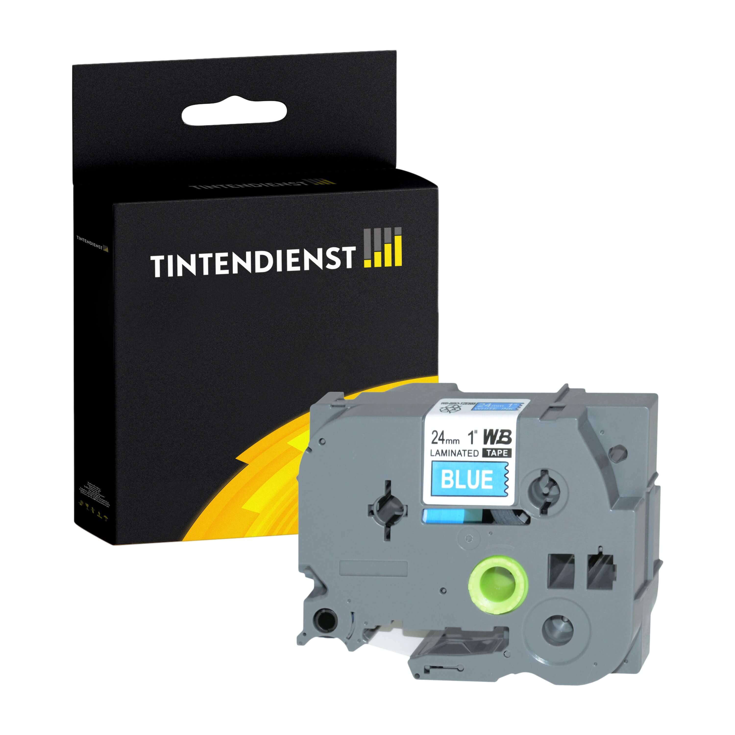 Schriftband kompatibel für Brother P-Touch D 610 BTVP (TZE-555) 24mm/8m Weiss auf Blau