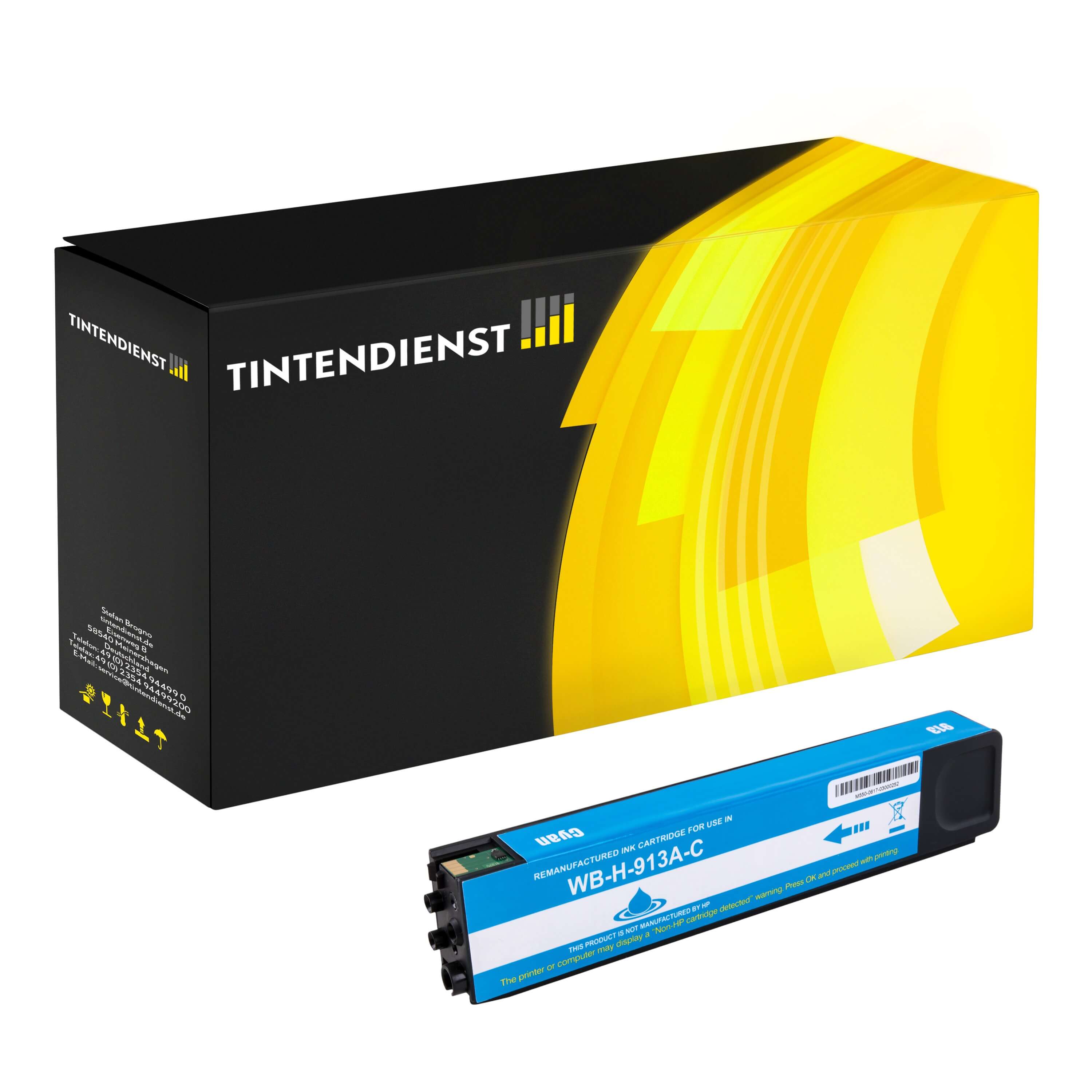 Druckerpatrone kompatibel für HP PageWide MFP 377 dw (F6T77AE / 913A) Cyan