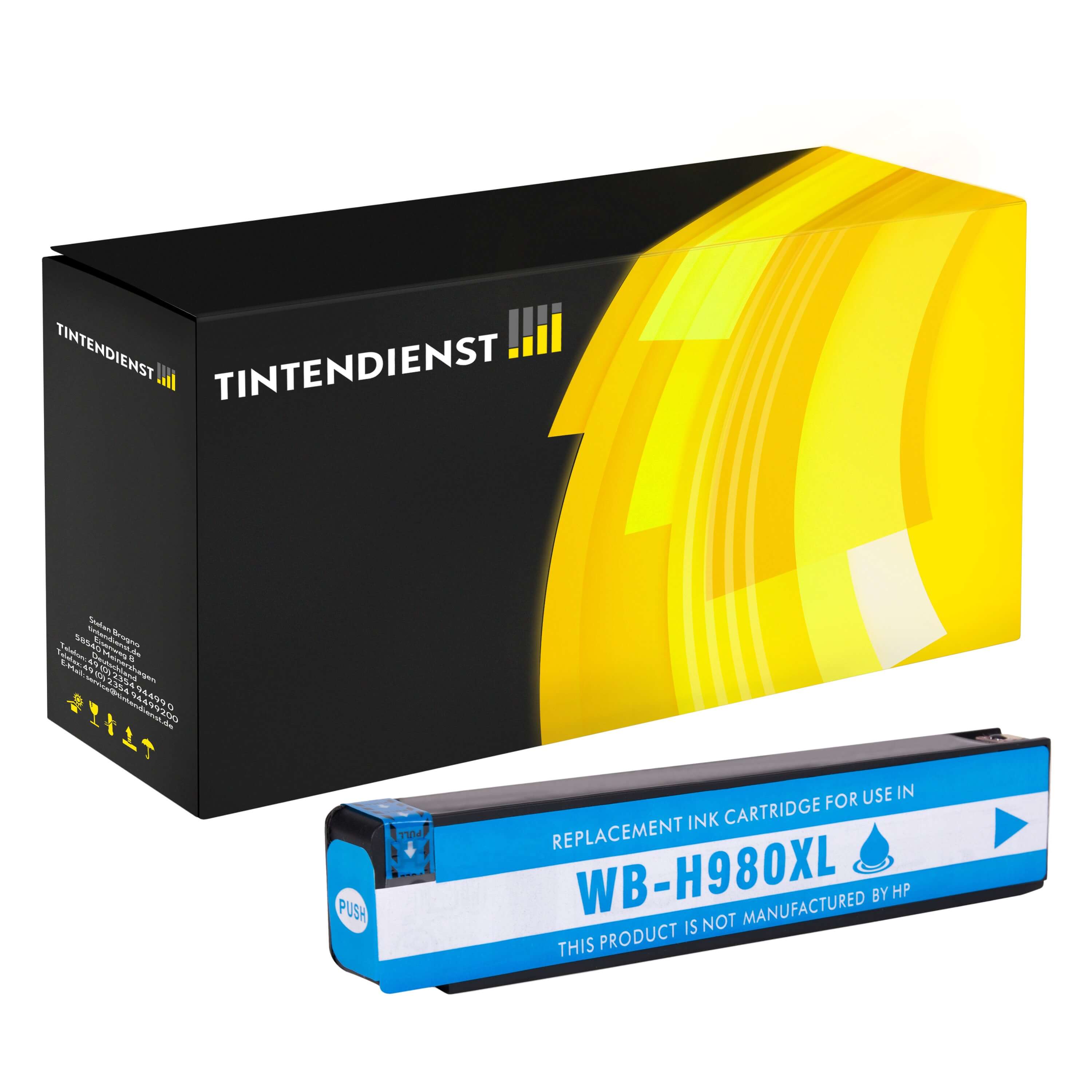 Druckerpatrone kompatibel für HP OfficeJet Enterprise Color X 550 Series (D8J07A / 980) Cyan