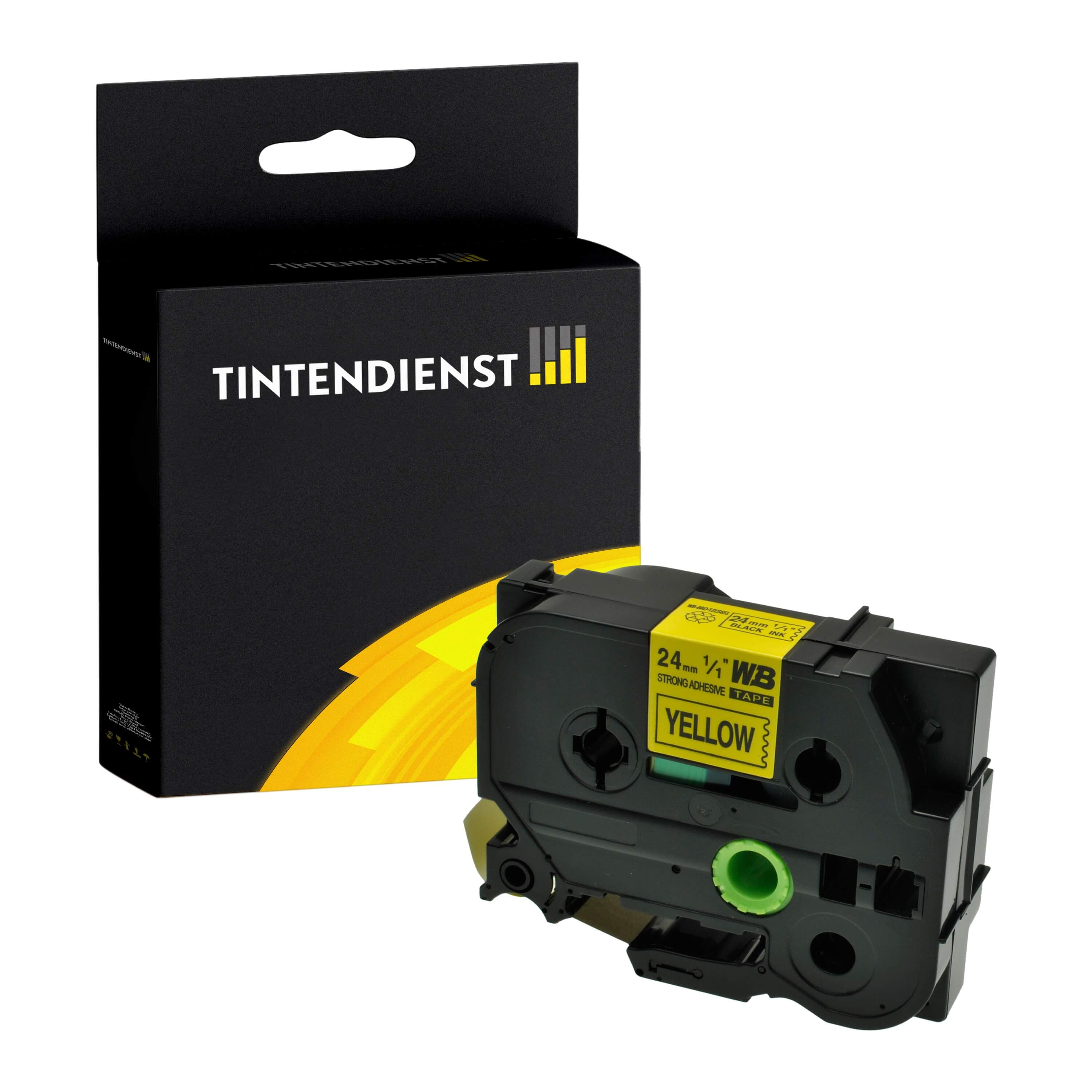 Schriftband kompatibel für Brother P-Touch D 610 BTVP (TZE-S651) 24mm/8m Schwarz auf Gelb