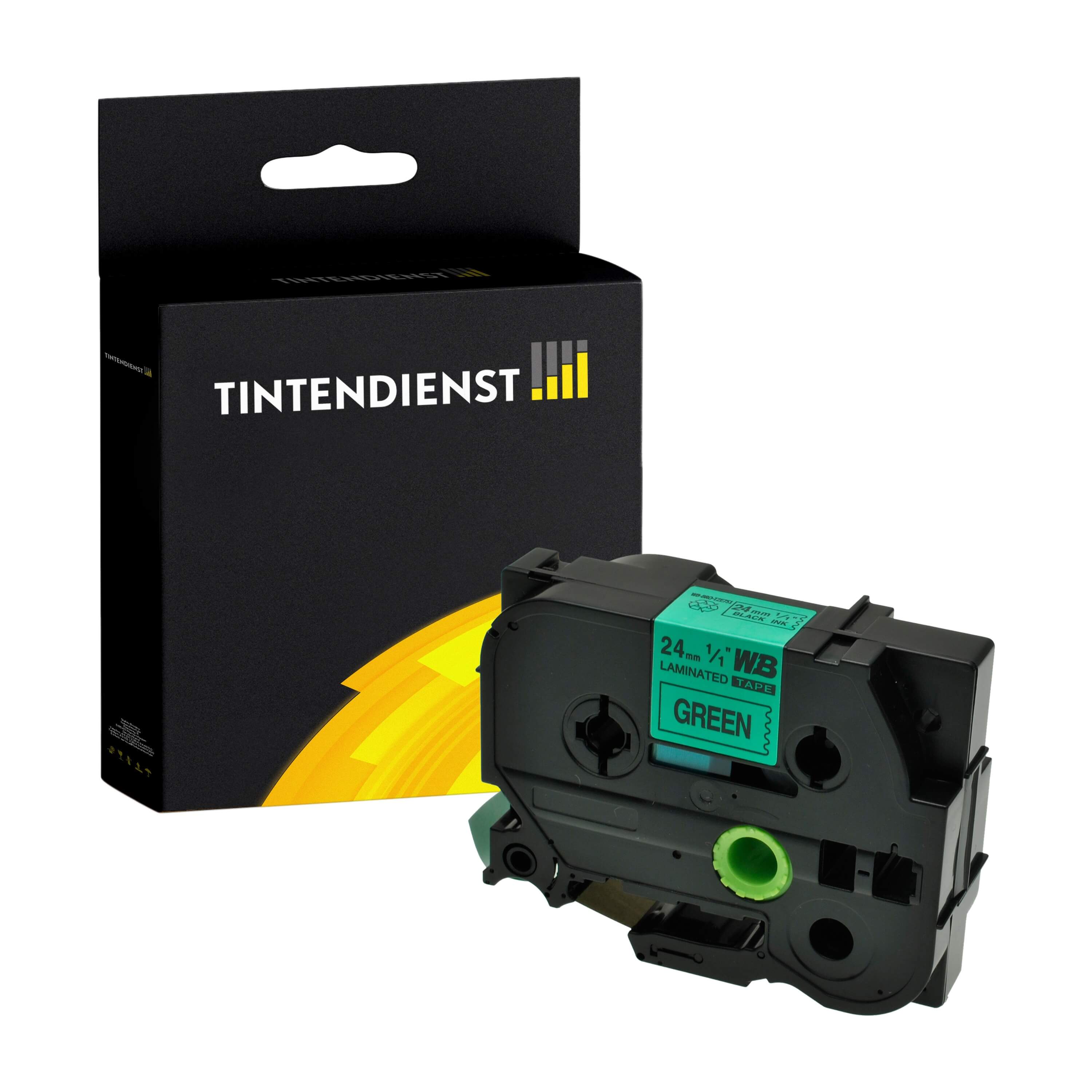 Schriftband kompatibel für Brother P-Touch 2400 E (TZE-751) 24mm/8m Schwarz auf Grün