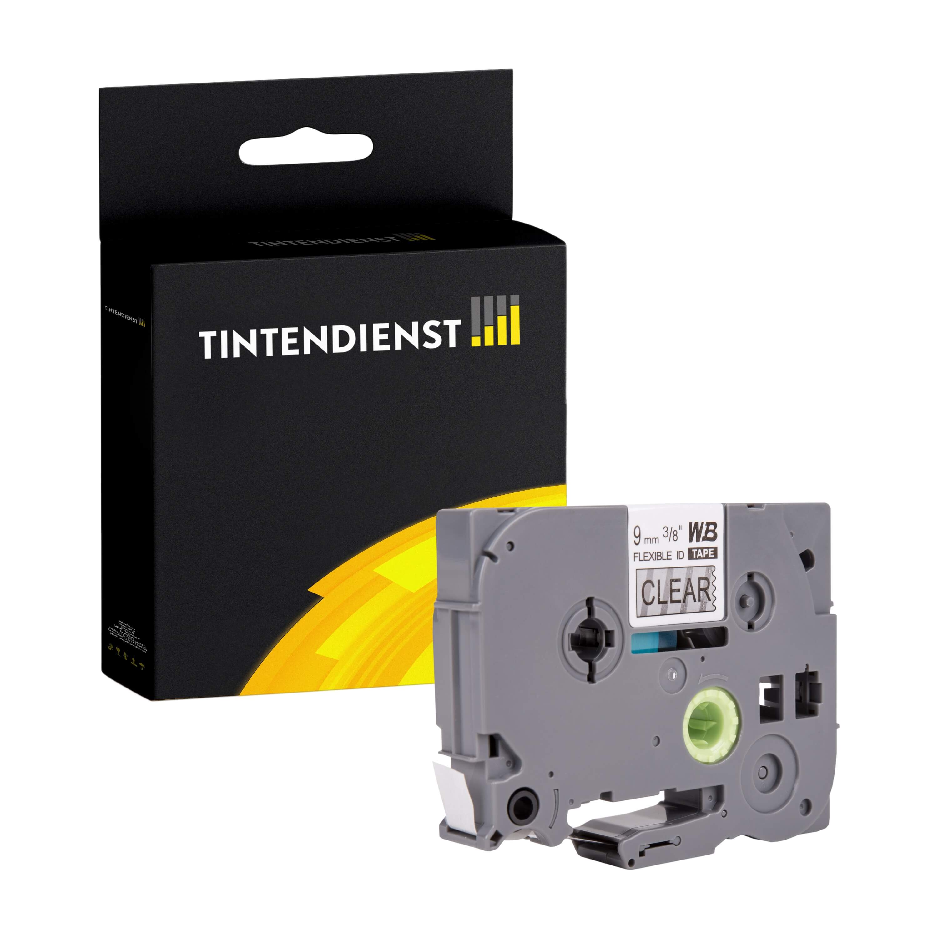 Schriftband kompatibel für Brother P-Touch H 100 R (TZE-FX121) 9mm/8m Schwarz auf Transparent