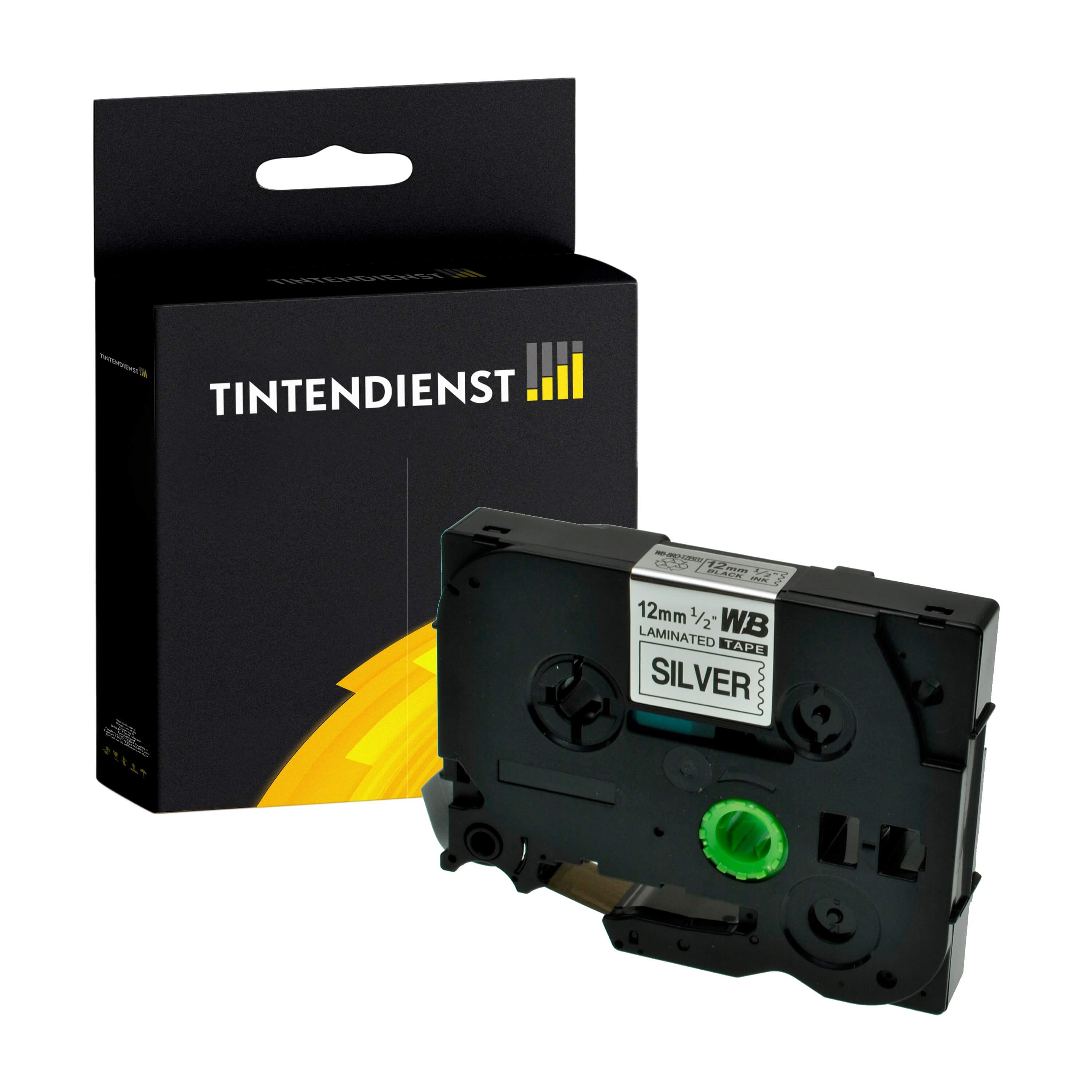 Schriftband kompatibel für Brother P-Touch E 100 Series (TZE-931) 12mm/8m Schwarz auf Silber
