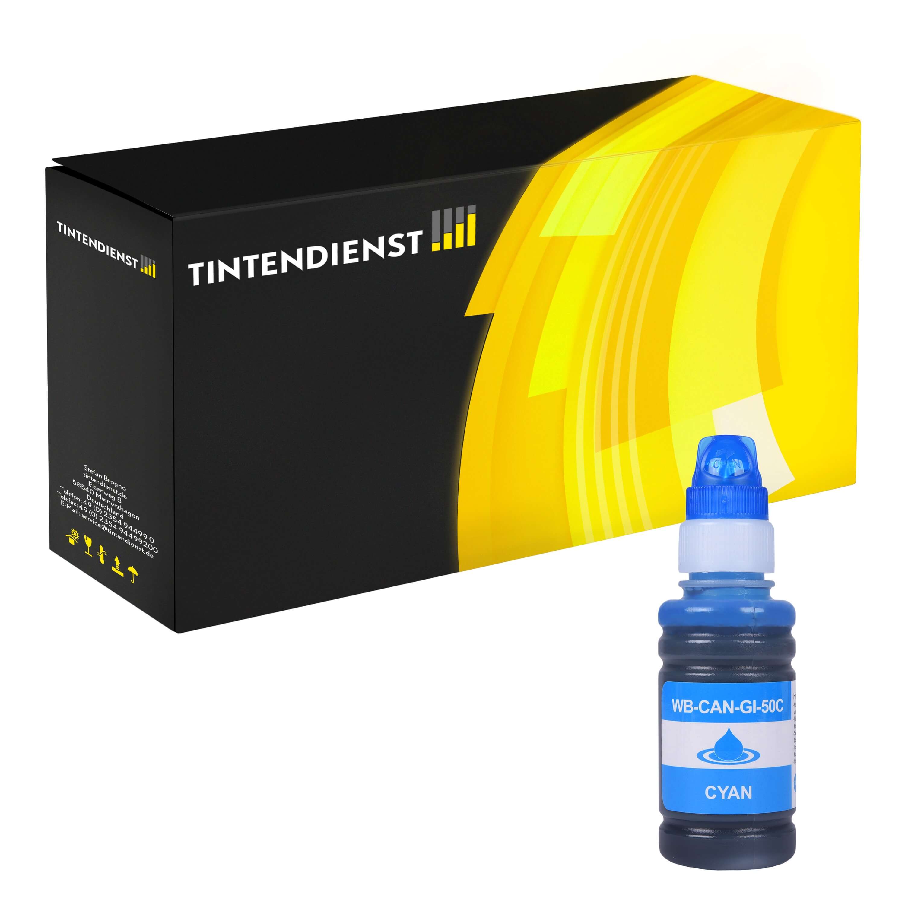 Tintentank kompatibel für Canon Pixma G 7050 (3403C001 / GI-50C) Cyan