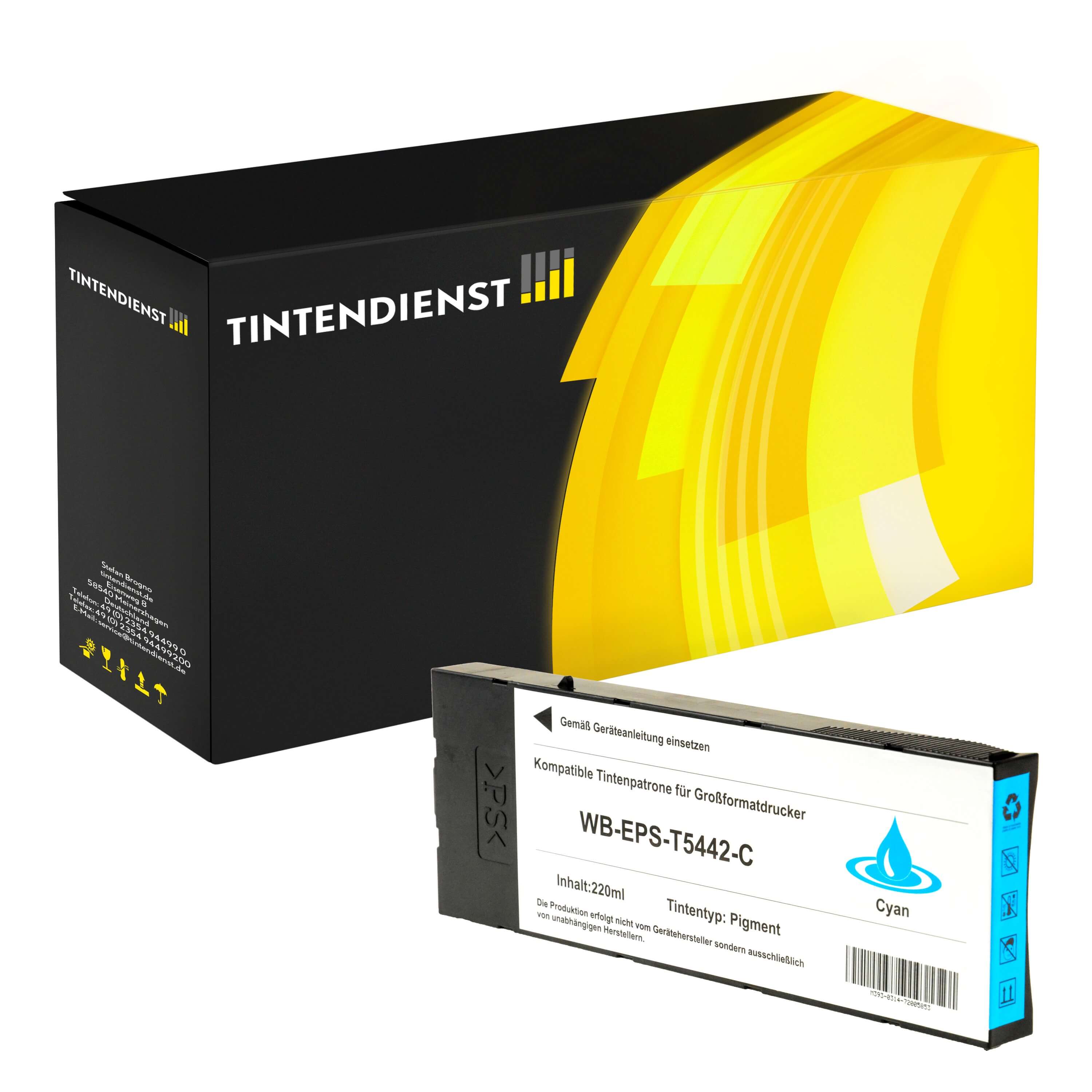 Druckerpatrone kompatibel für Epson Stylus Pro 4000 C 8 PS (C13T544200 / T5442) Cyan