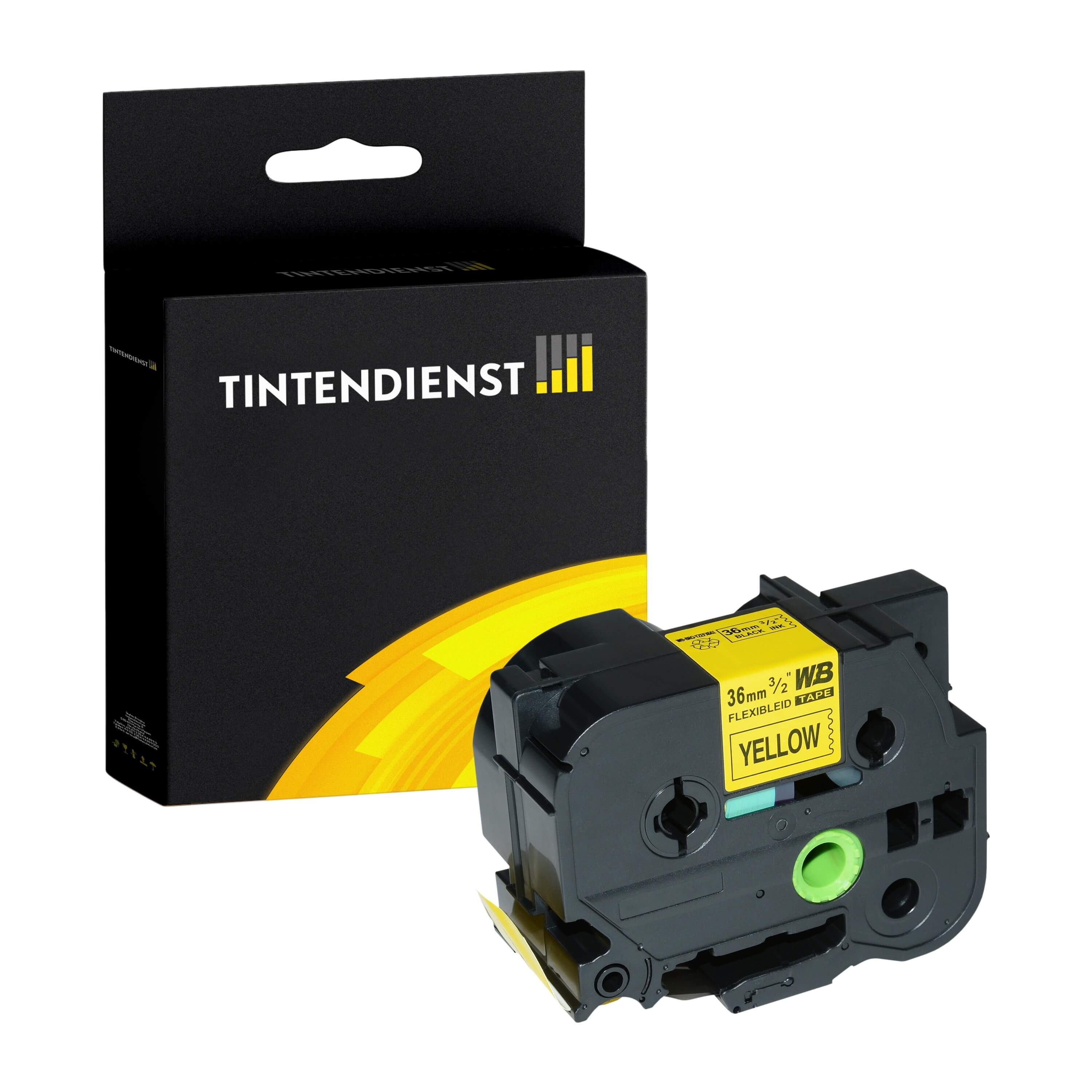 Schriftband kompatibel für Brother P-Touch RL 700 S (TZE-FX661) 36mm/8m Schwarz auf Gelb