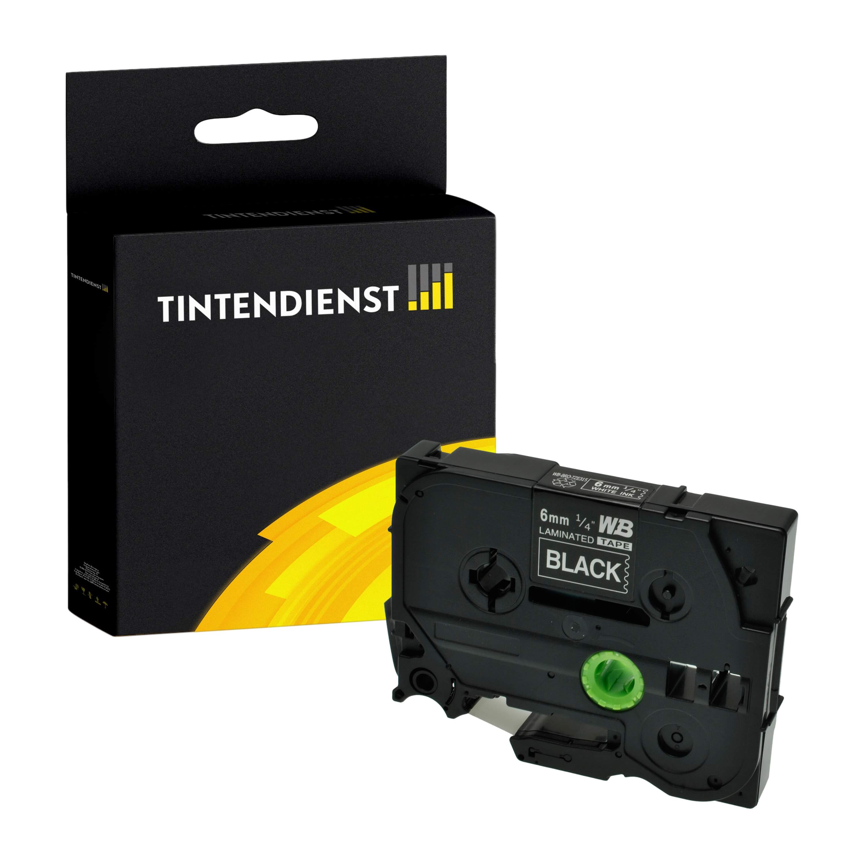 Schriftband kompatibel für Brother P-Touch D 400 VP (TZE-315) 6mm/8m Weiss auf Schwarz