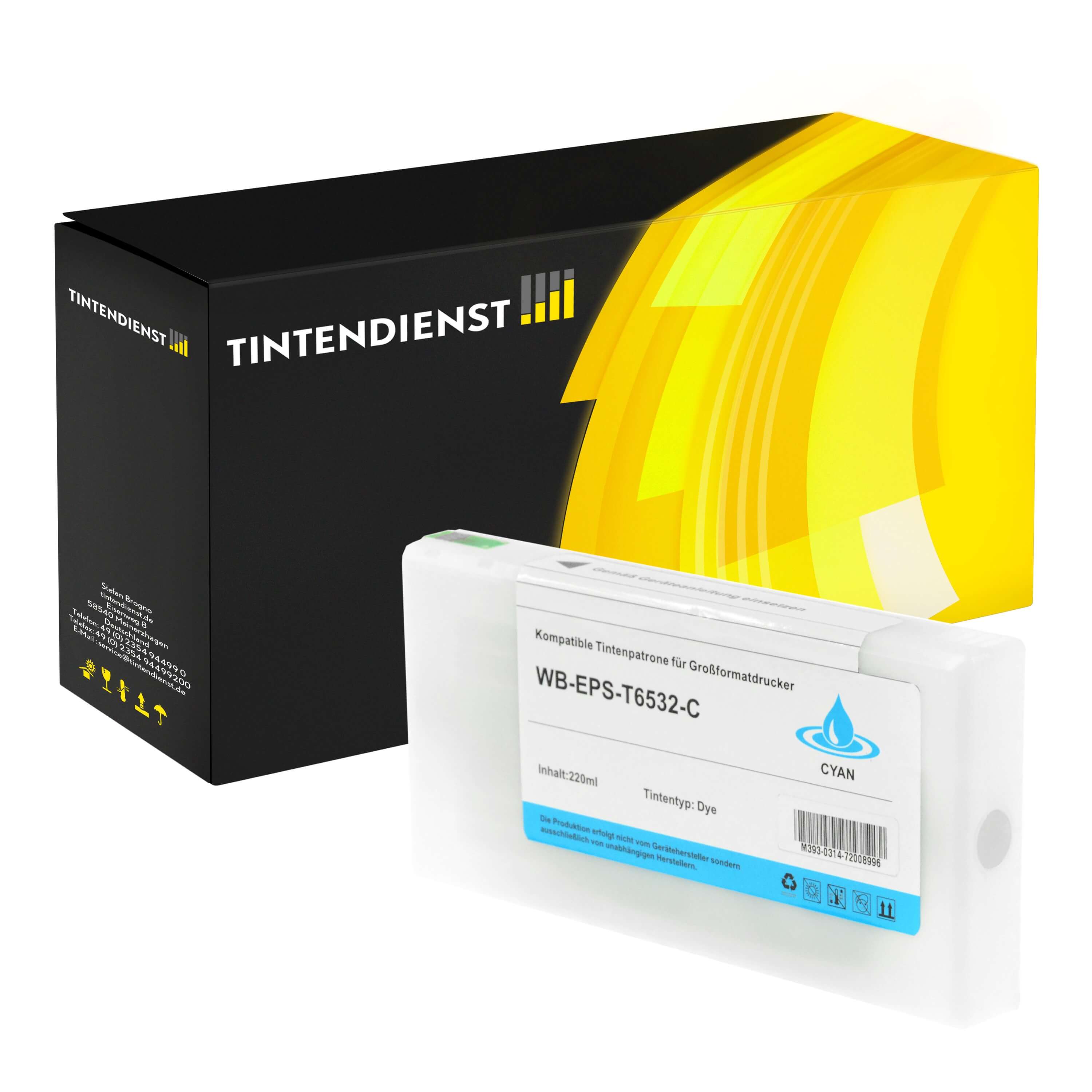 Druckerpatrone kompatibel für Epson Stylus Pro 4900 SpectroProofer Designer Edition (C13T653200 / T6532) Cyan